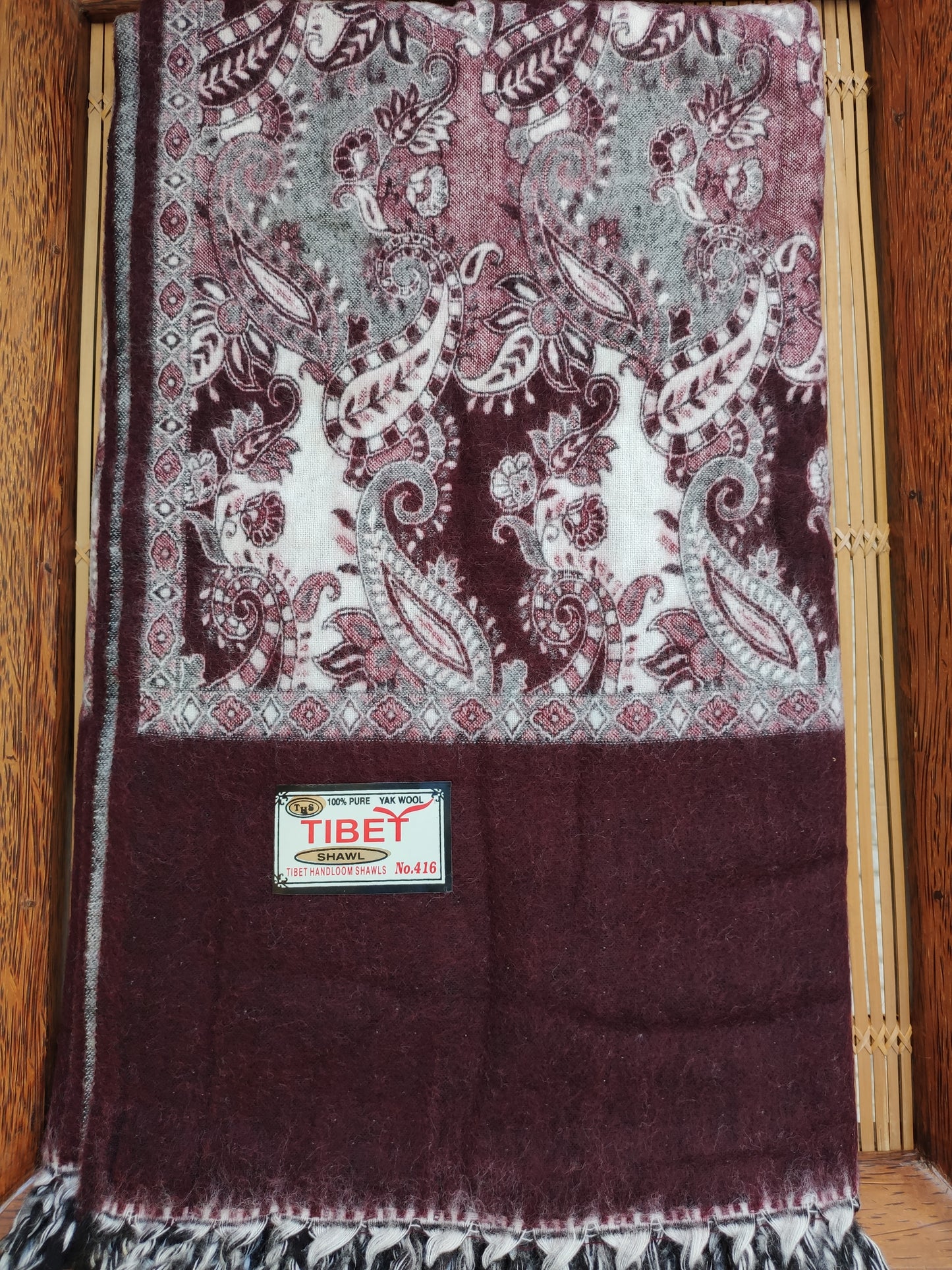 Pashmina-Schaldecke aus 100 % warmer Yakwolle Tibet 9R