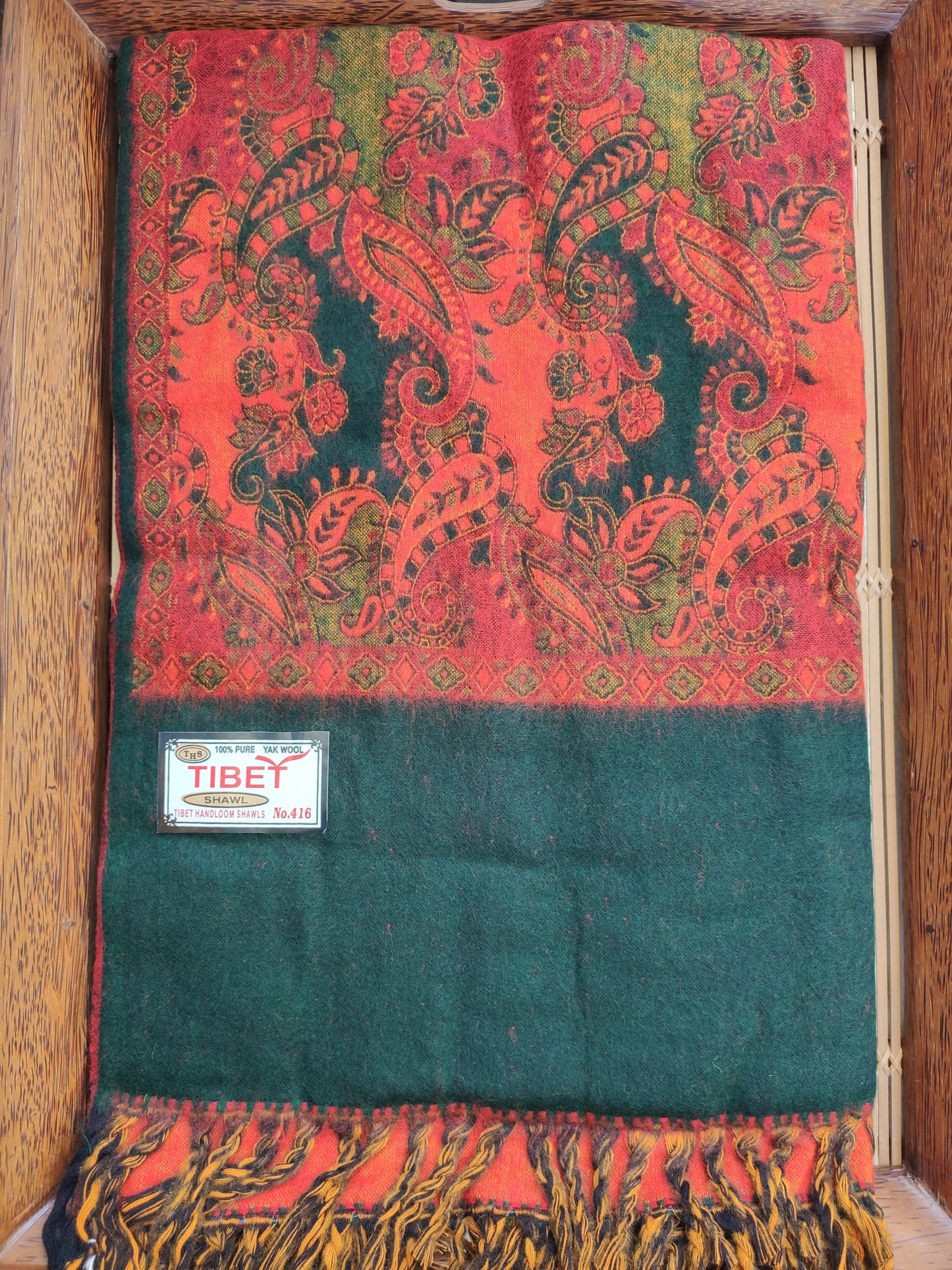 Pashmina shawl blanket 100% warm Yak wool Tibet 19R