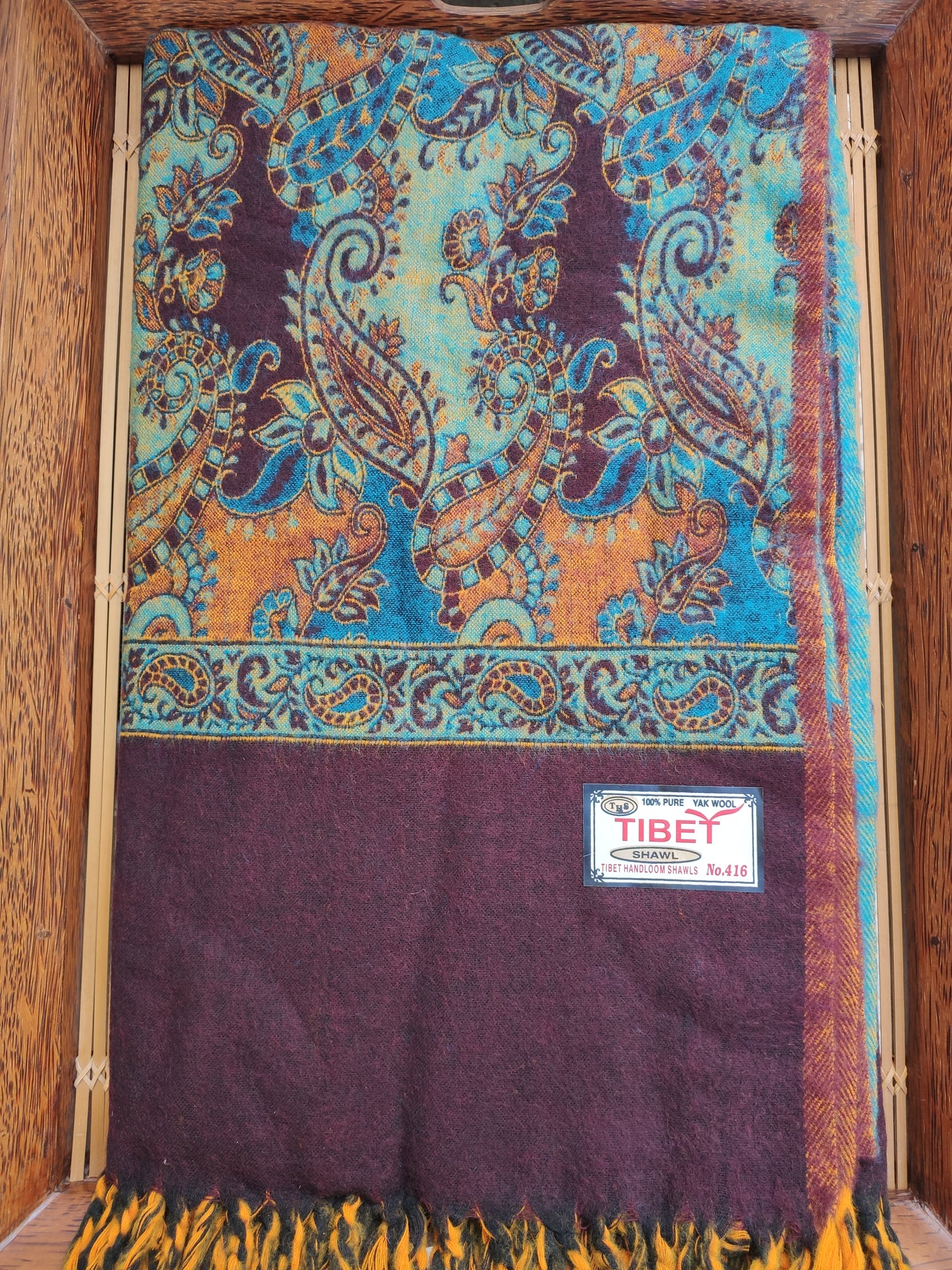 Pashmina-Schaldecke aus 100 % warmer Yakwolle Tibet 41R