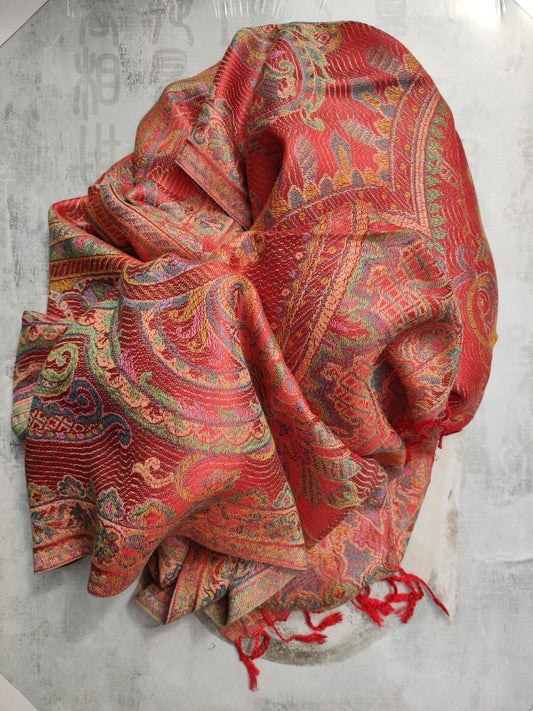 Pashmina Foulard Scarf Silk 100% India 195X75 60 cm