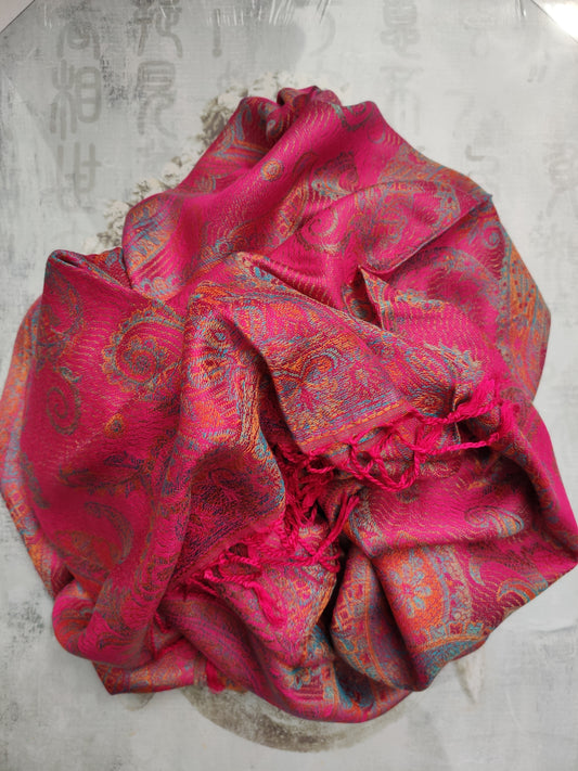 Pashmina Foulard Scarf Silk 100% India 195X75 60 cm