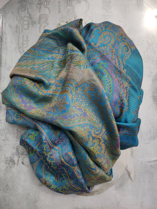 Pashmina Foulard Scarf Silk 100% India 195X75 60 cm