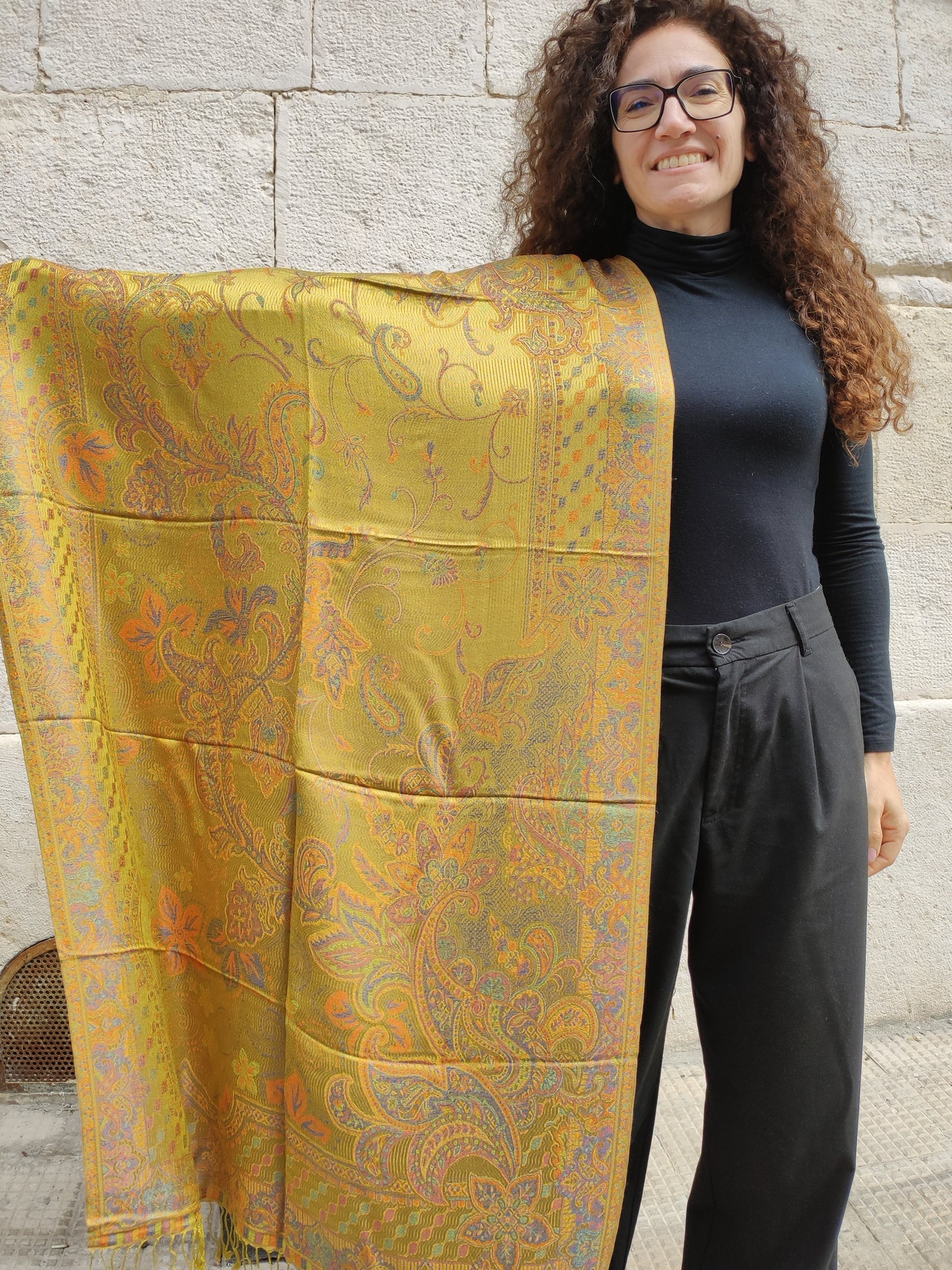 Pashmina Foulard Scarf Silk 100% India 195X75 60 cm