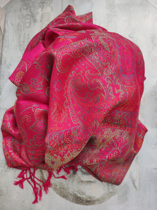 Pashmina Foulard Scarf Silk 100% India 195X75 60 cm