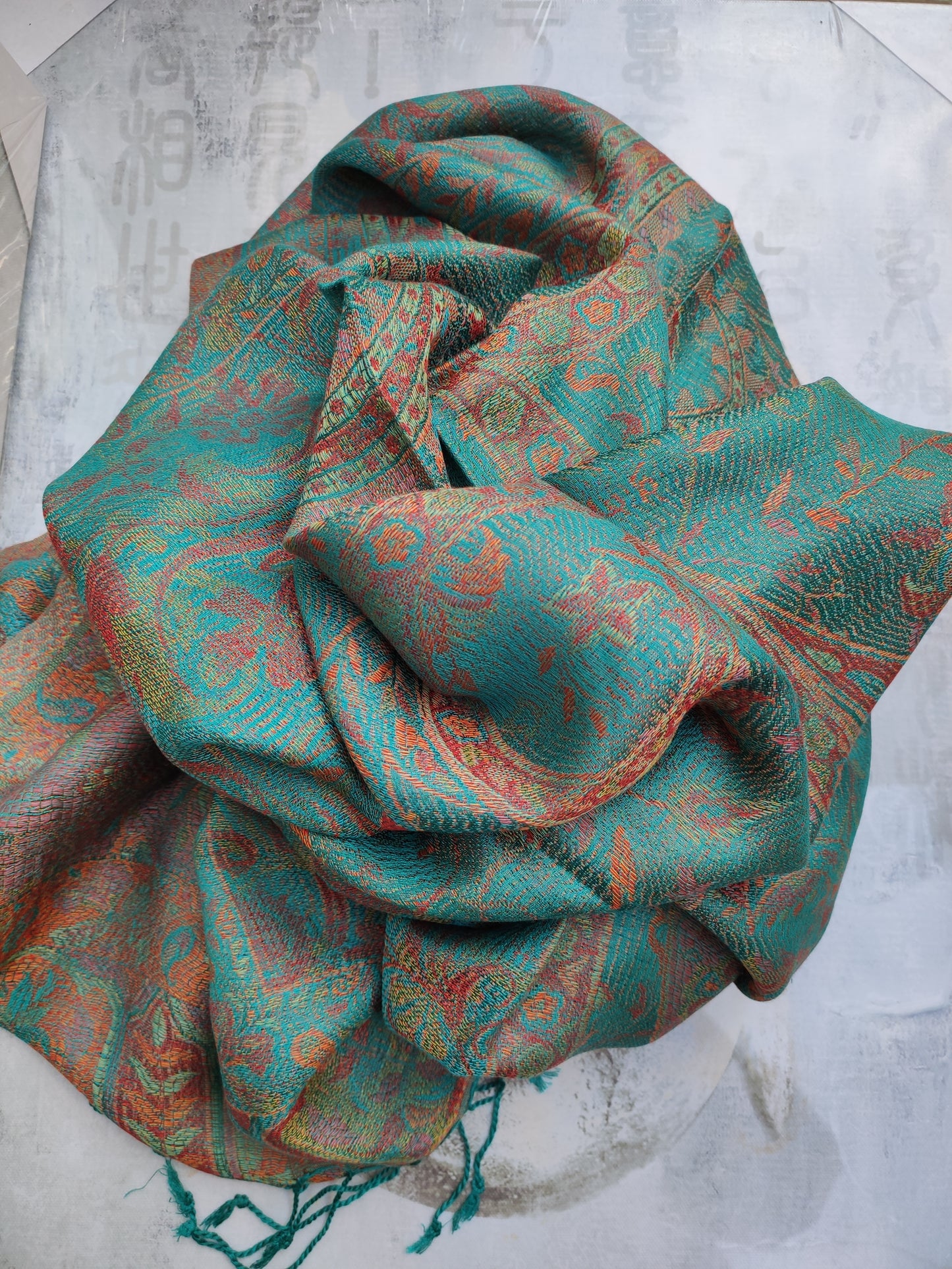 Pashmina Foulard Scarf Silk 100% India 195X75 60 cm