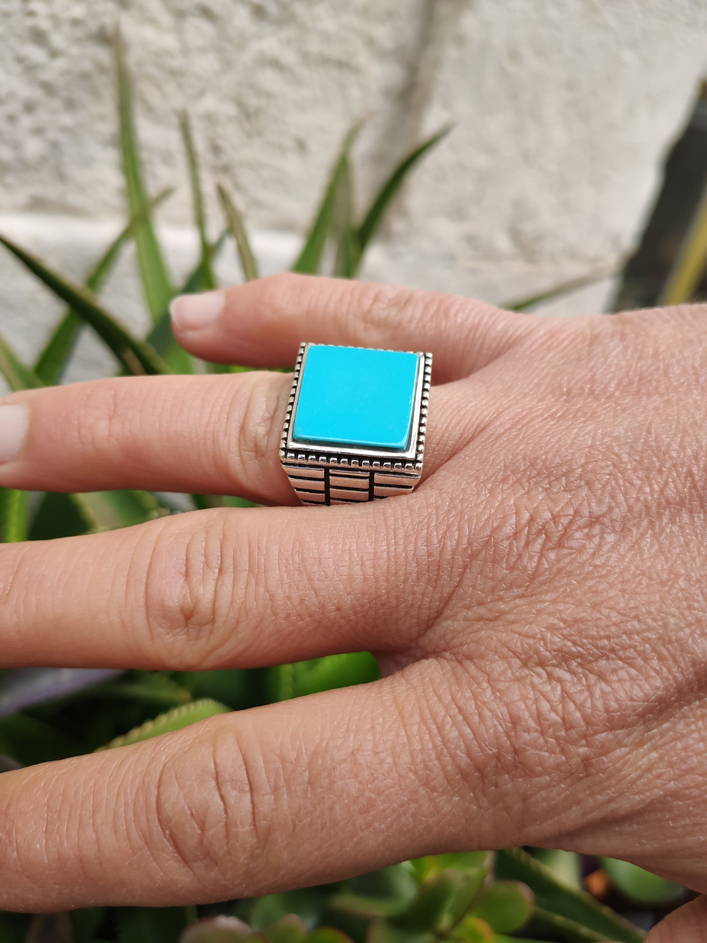 Men's ring 925 silver TURQUOISE U11