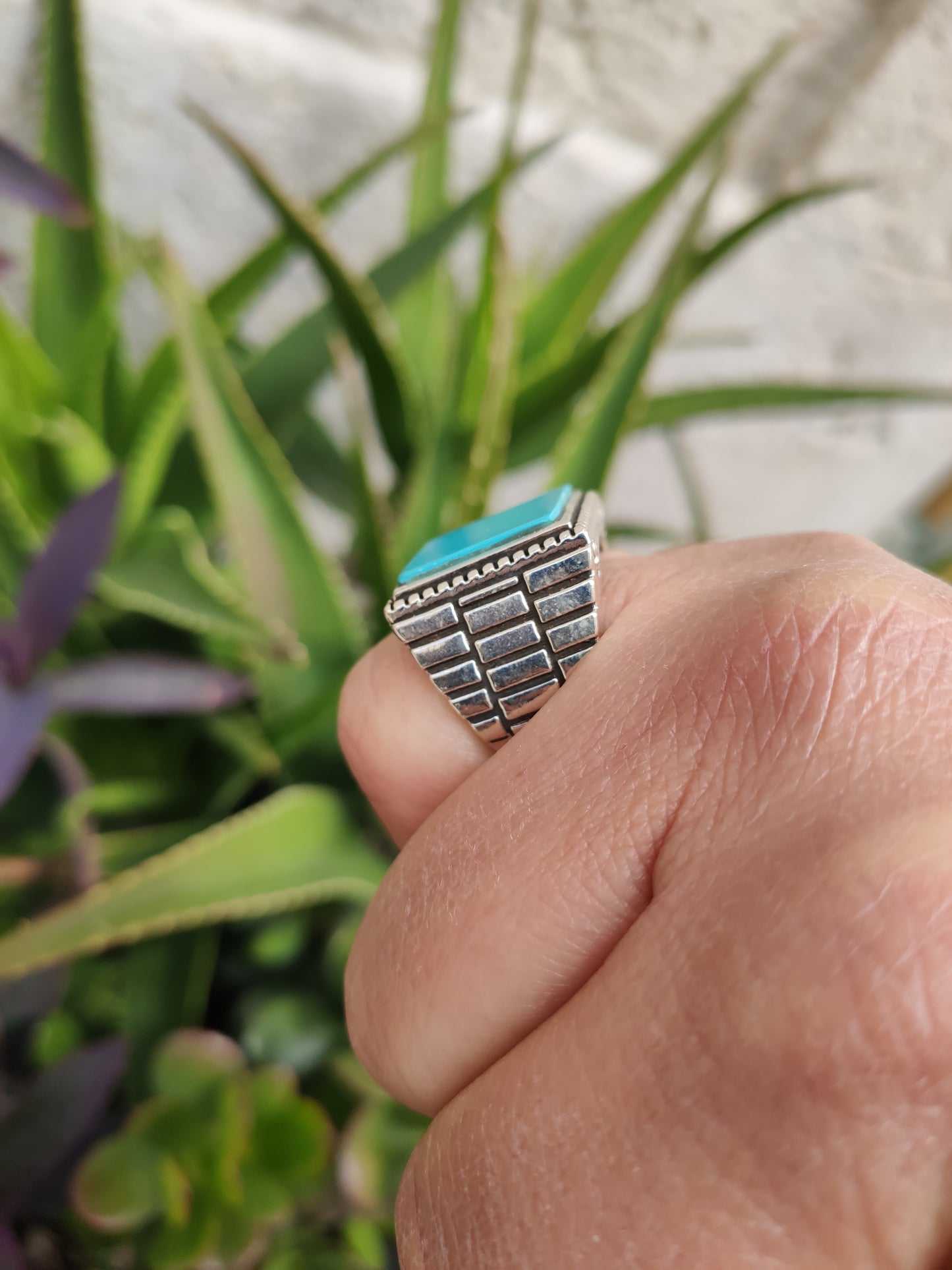 Men's ring 925 silver TURQUOISE U11