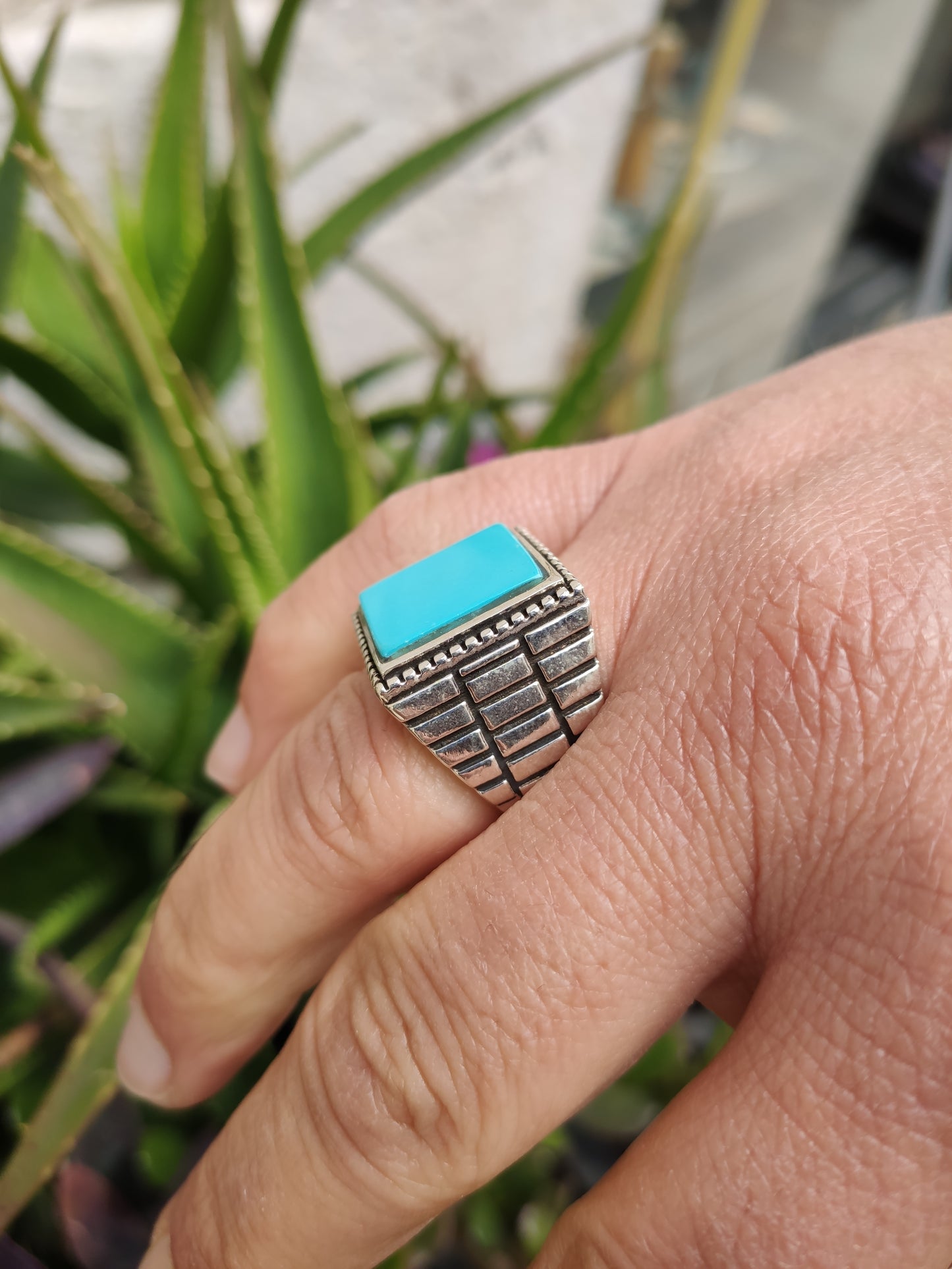 Men's ring 925 silver TURQUOISE U11