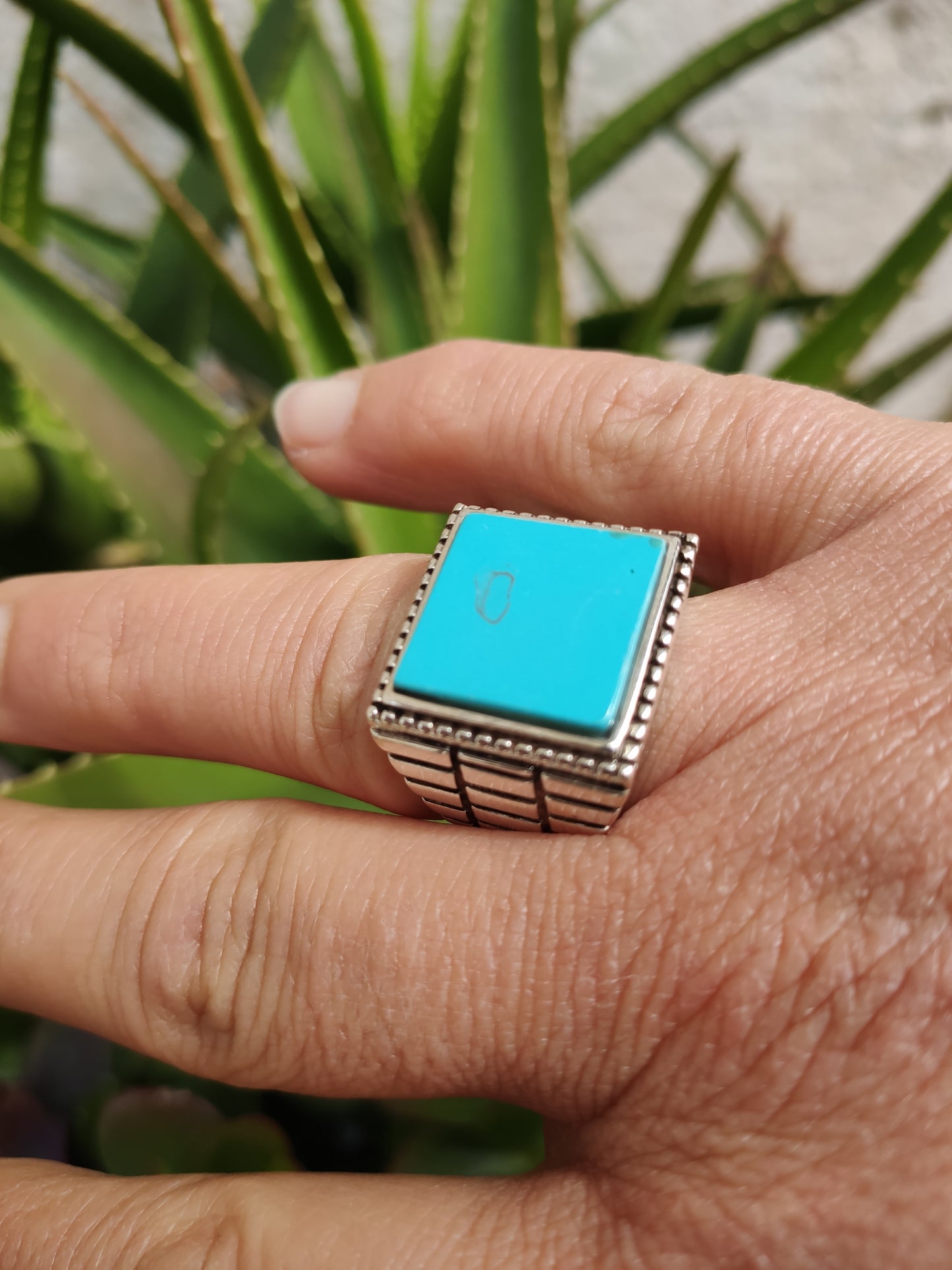 Men's ring 925 silver TURQUOISE U11