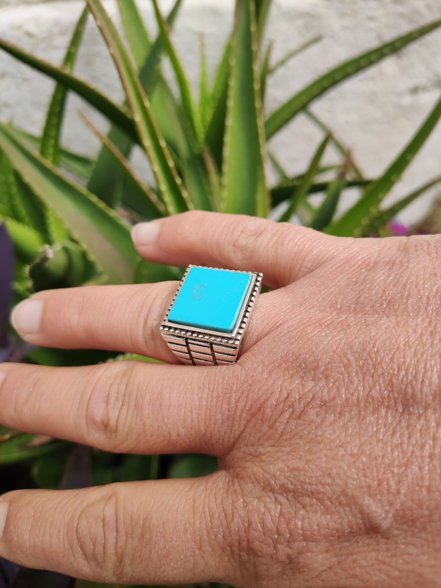 Men's ring 925 silver TURQUOISE U11