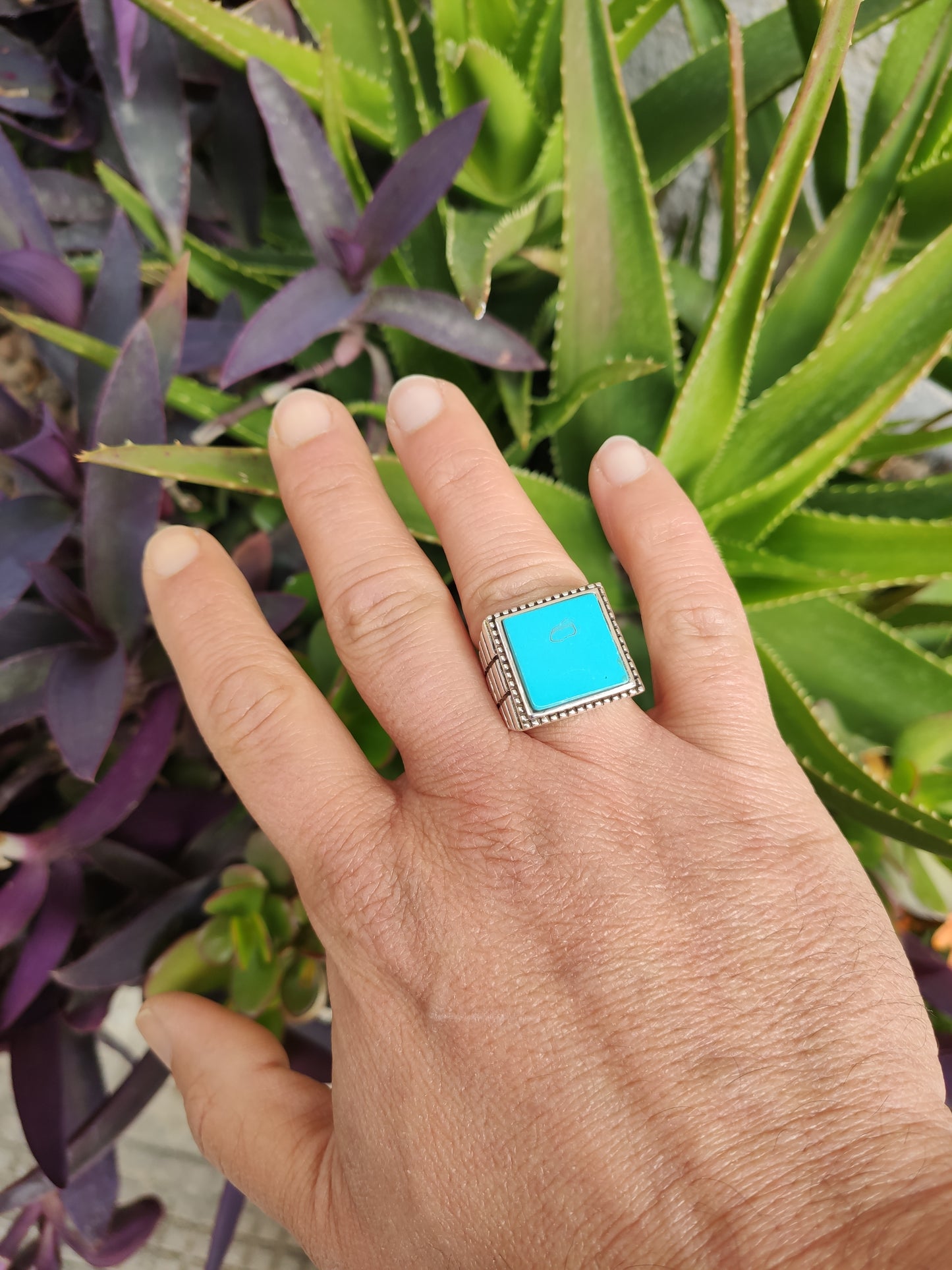 Men's ring 925 silver TURQUOISE U11