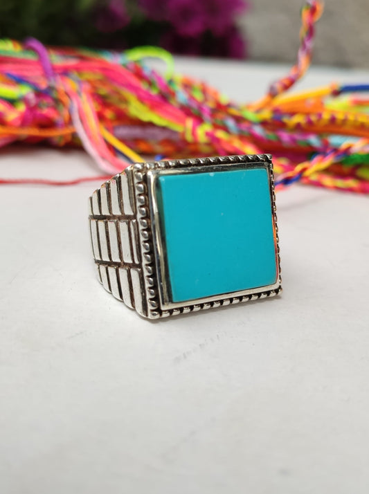 Anello Uomo argento 925 Howlite Turchese U24