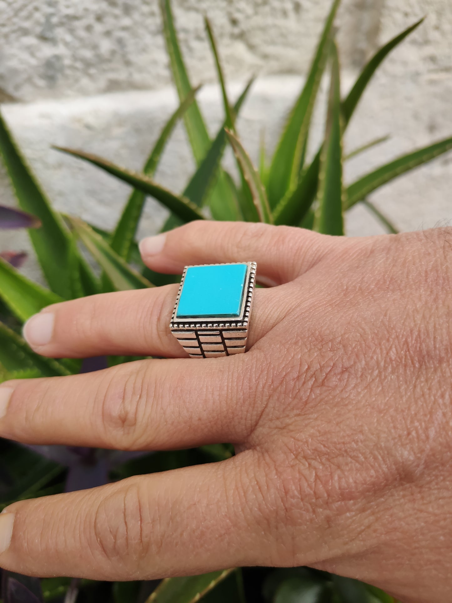 Men's ring 925 silver TURQUOISE U11