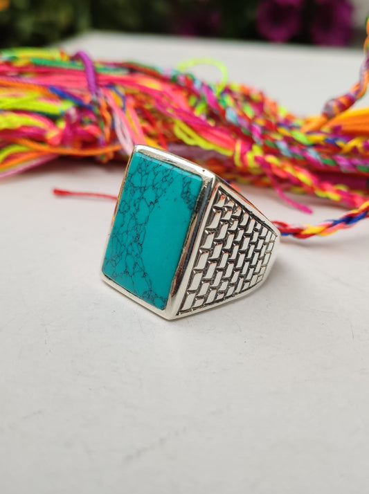 Anello Uomo argento 925 Howlite Turchese U25