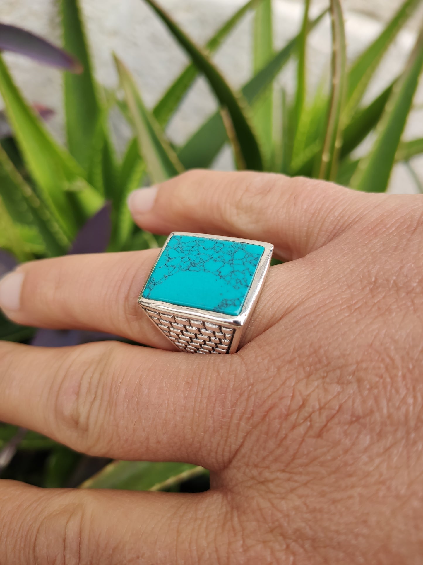 Men's ring 925 silver TURQUOISE U11