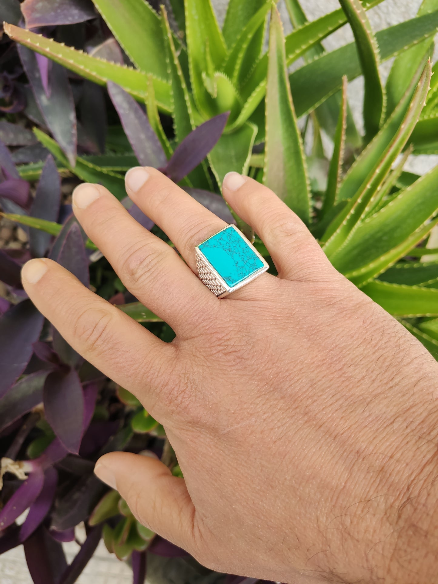 Men's ring 925 silver TURQUOISE U11