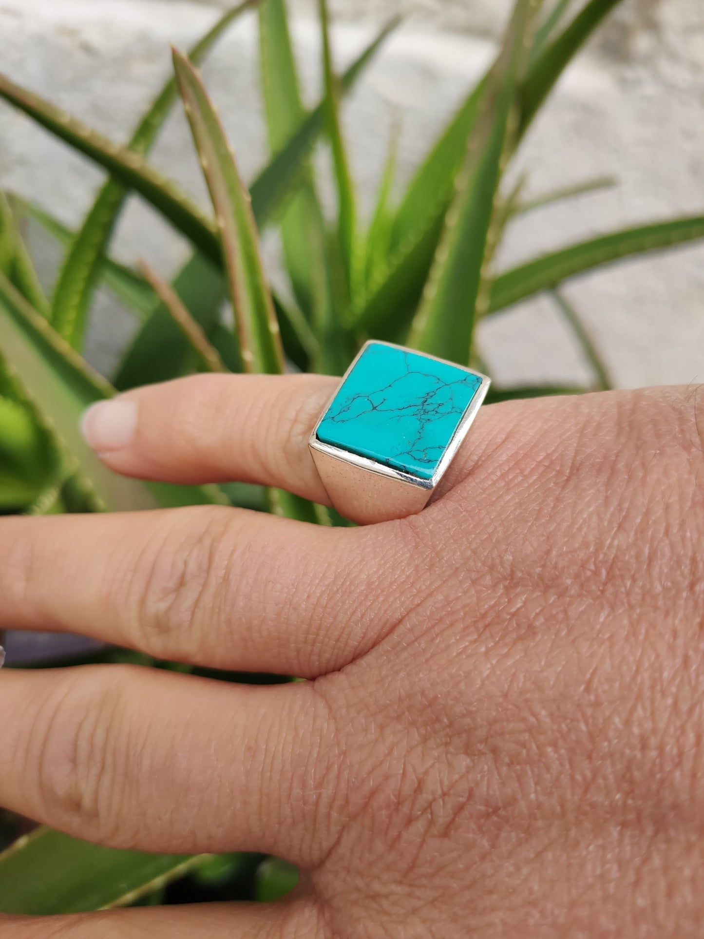 Men's ring 925 silver TURQUOISE U11