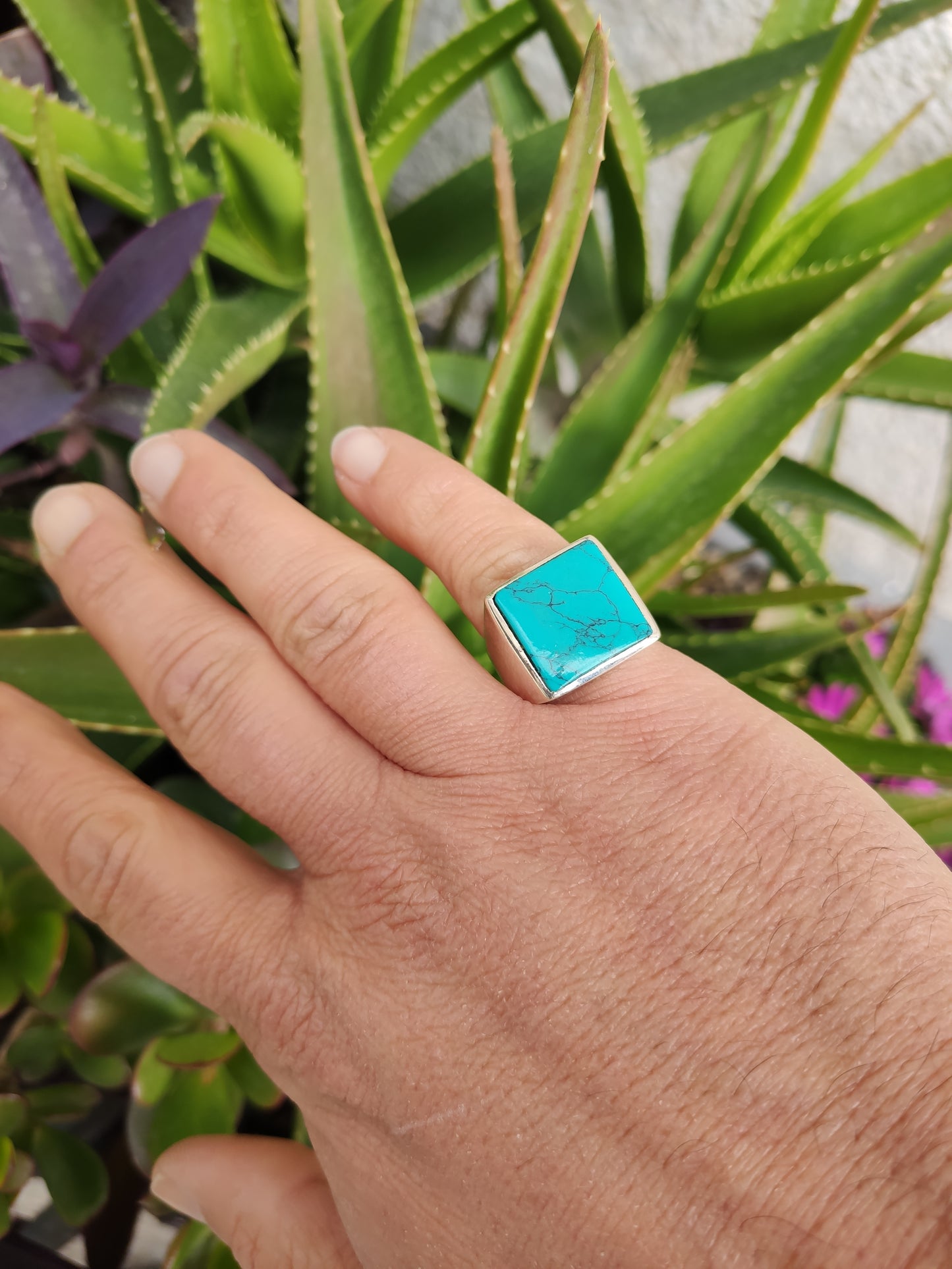 Men's ring 925 silver TURQUOISE U11