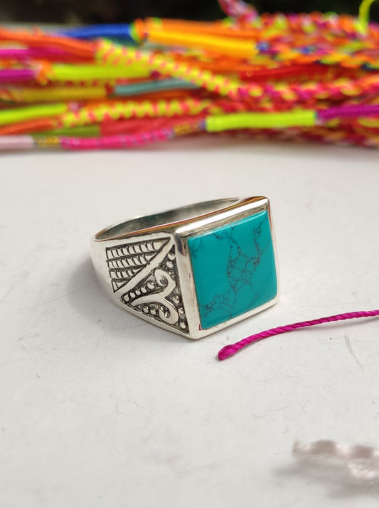 Men's ring 925 silver TURQUOISE U11