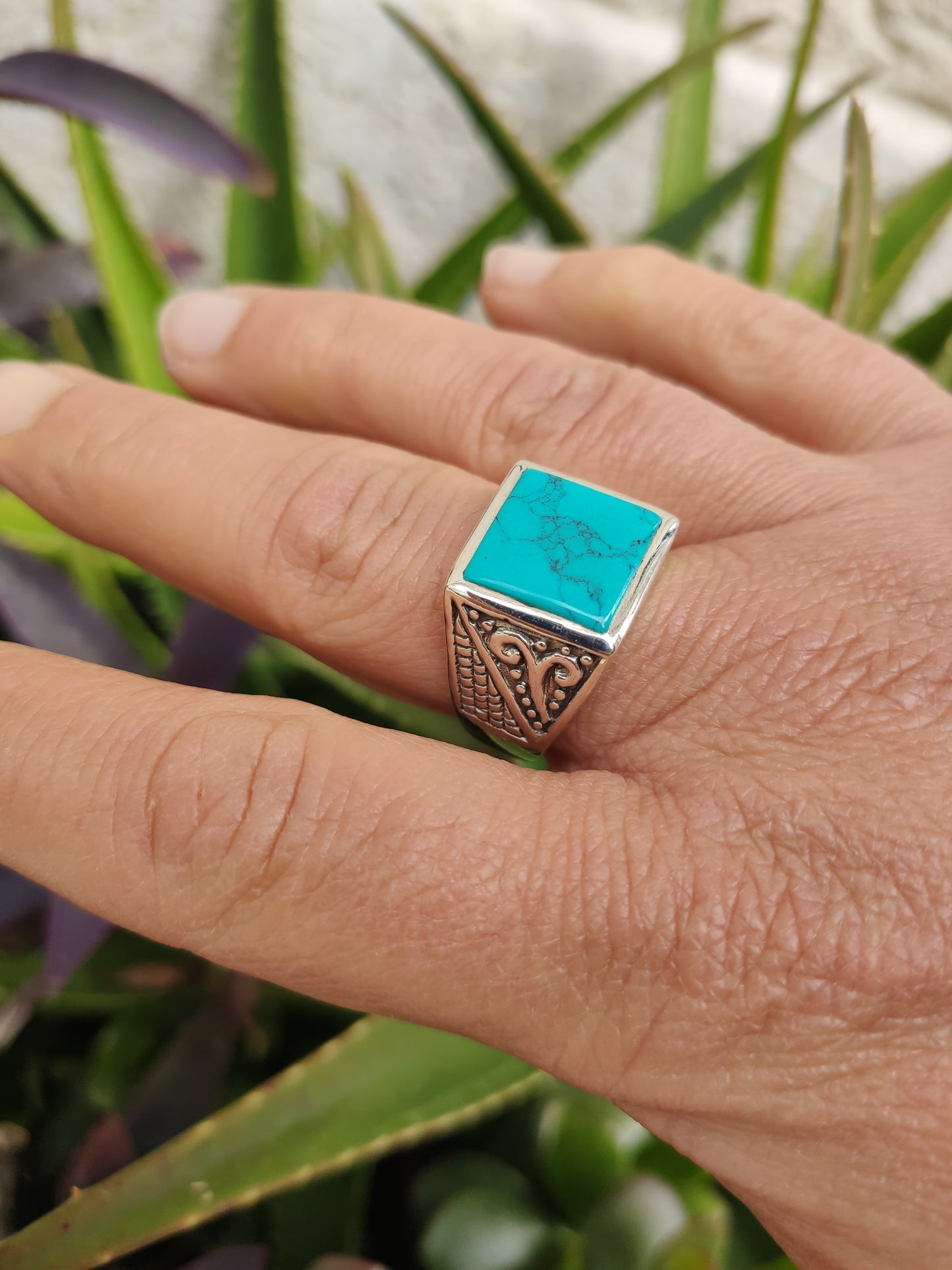 Men's ring 925 silver TURQUOISE U11