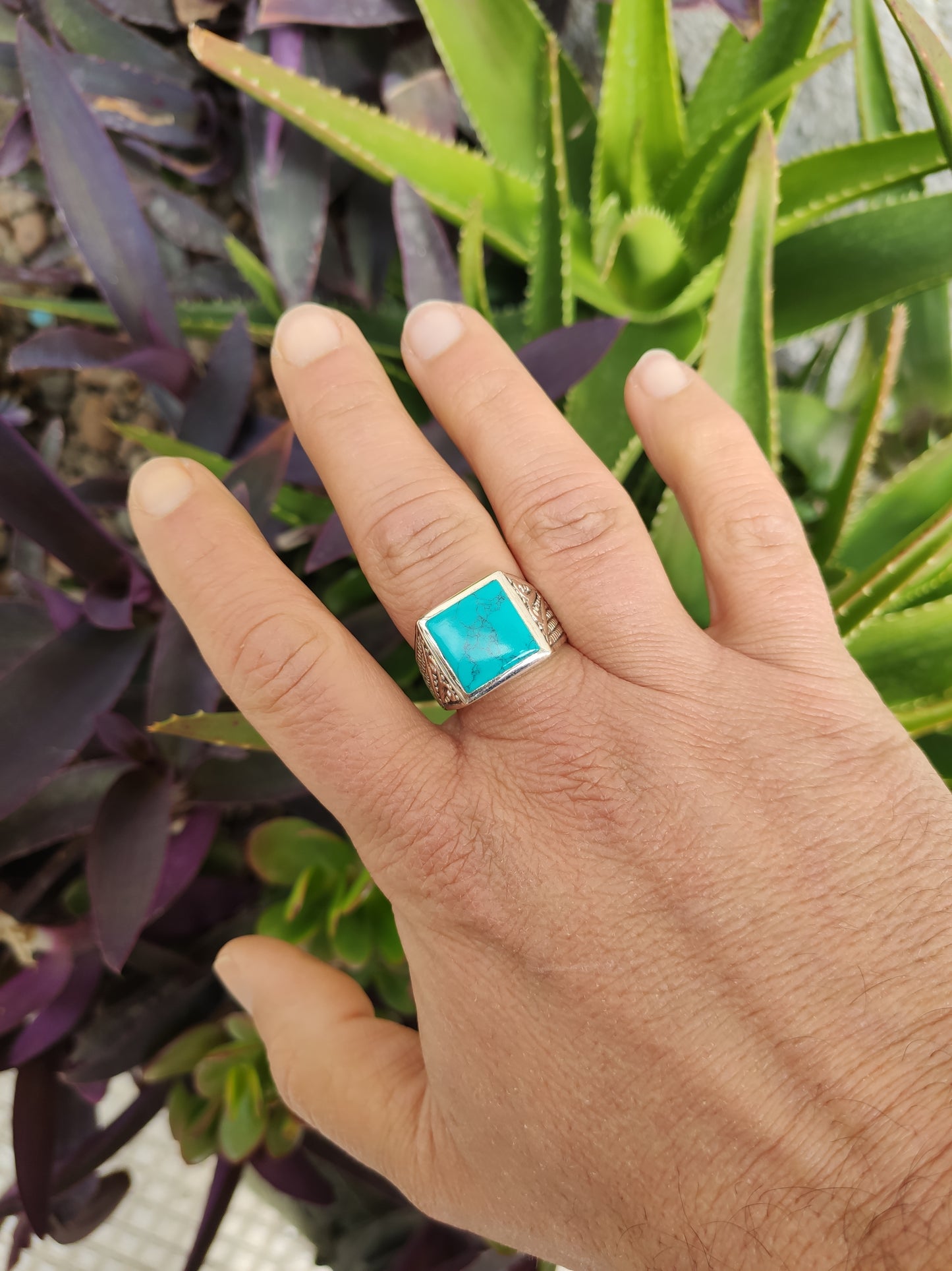 Men's ring 925 silver TURQUOISE U11