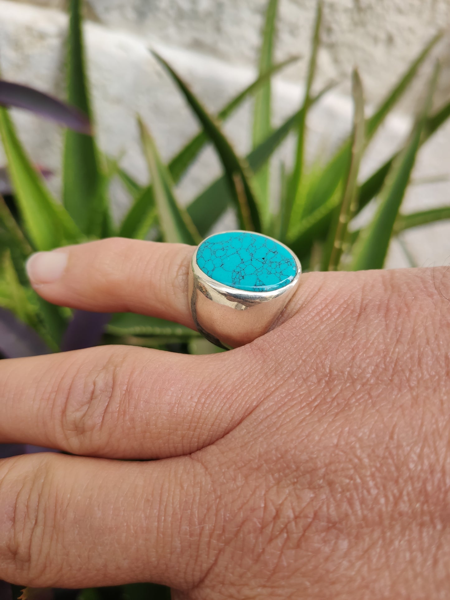 Men's ring 925 silver TURQUOISE U11