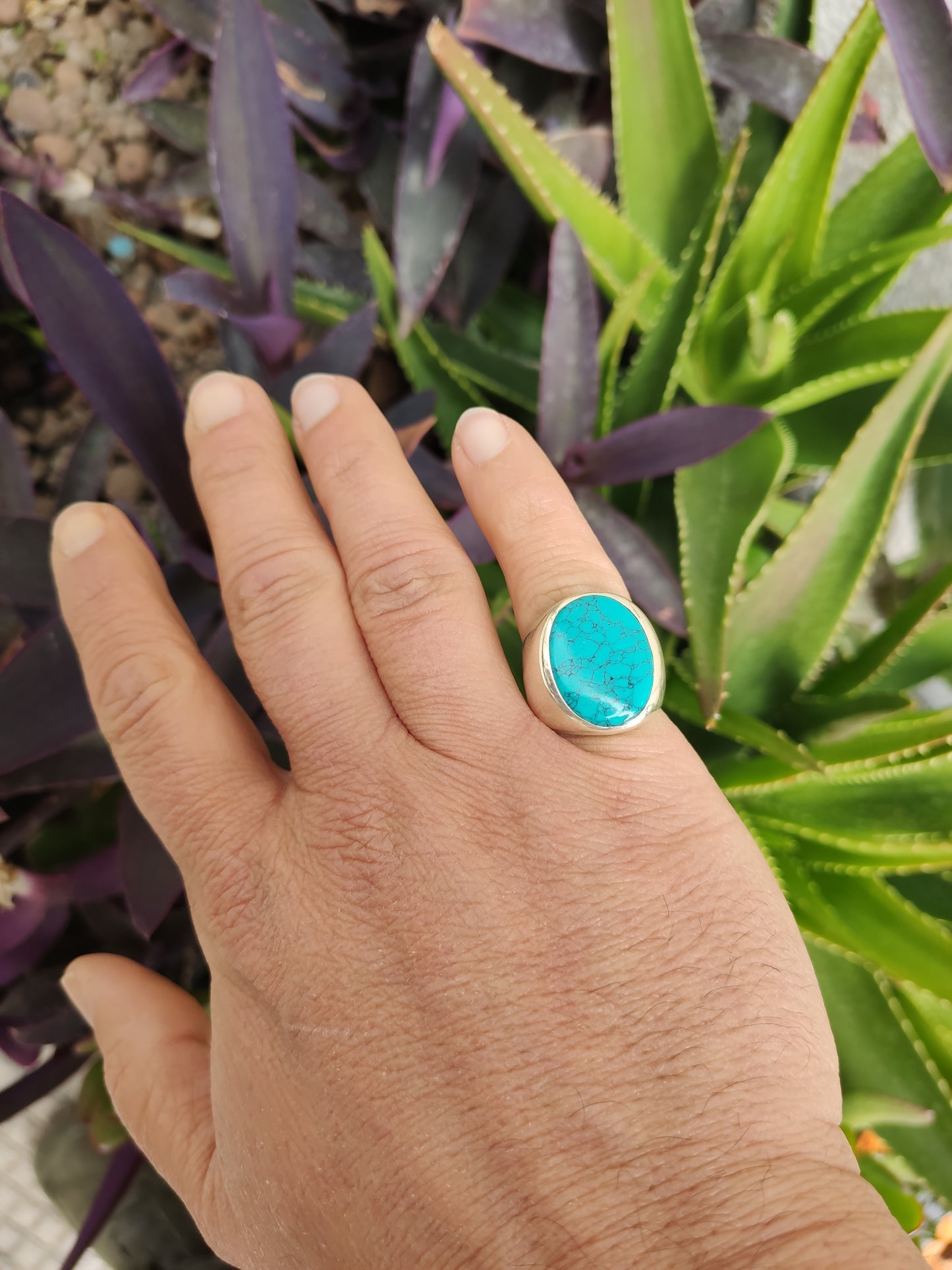 Men's ring 925 silver TURQUOISE U11