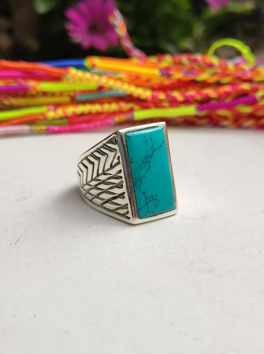 Anello Uomo argento 925 Howlite Turchese U29