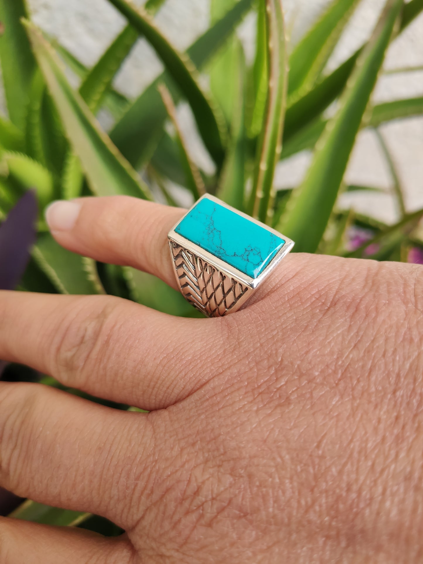 Men's ring 925 silver TURQUOISE U11