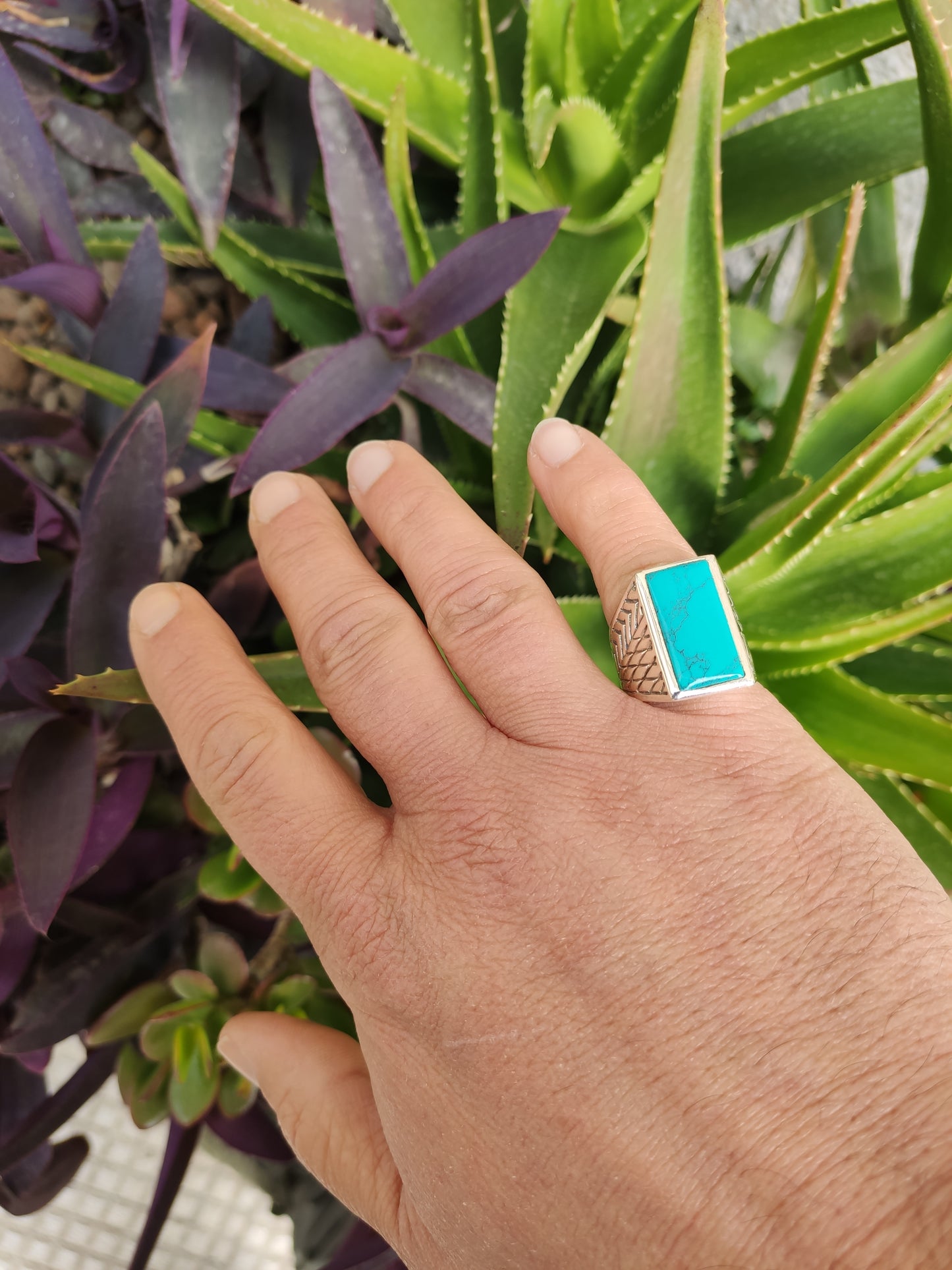 Men's ring 925 silver TURQUOISE U11