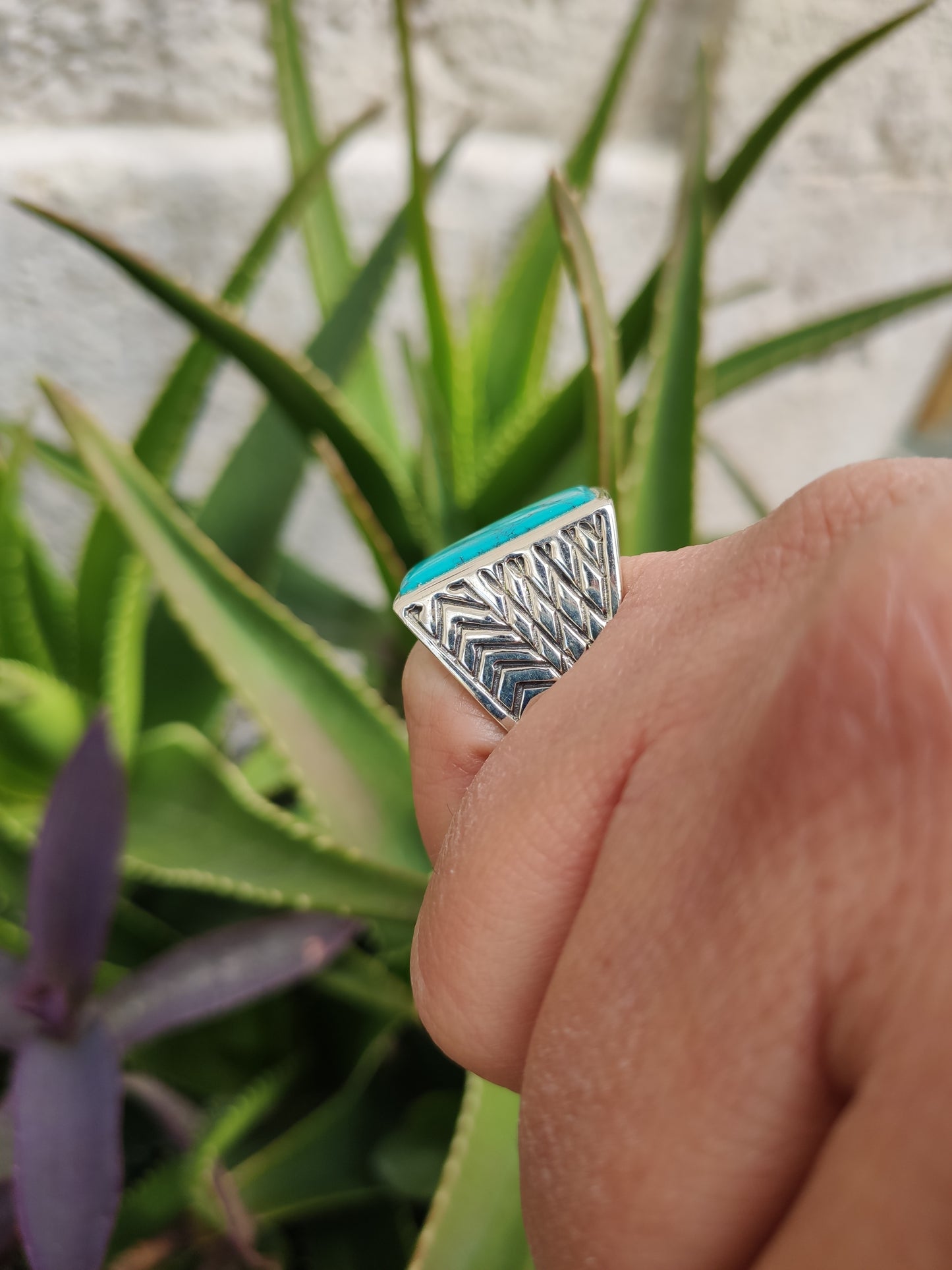 Men's ring 925 silver TURQUOISE U11