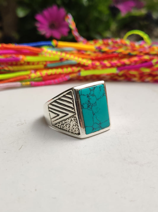 Men's ring 925 silver TURQUOISE U11