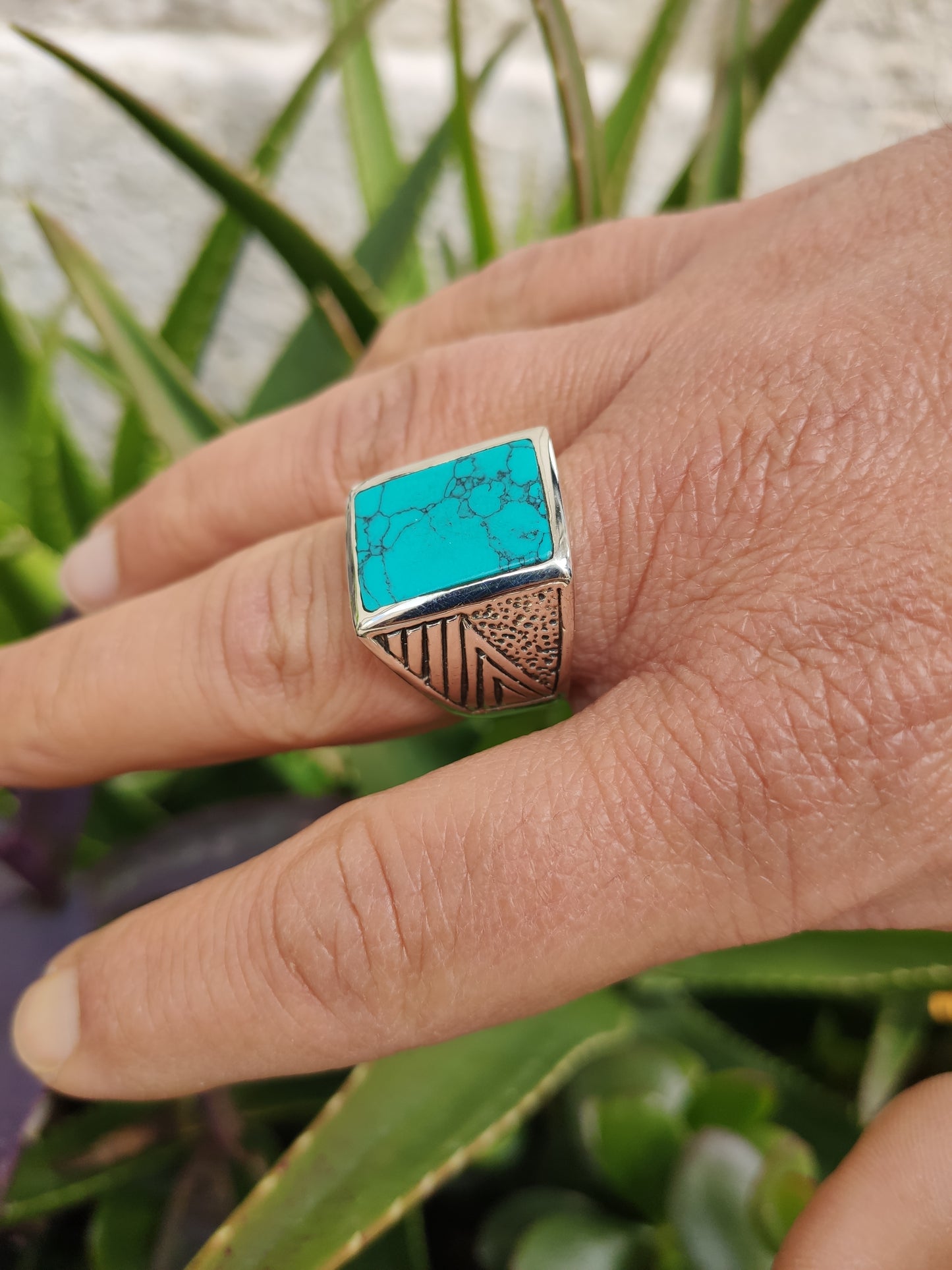 Men's ring 925 silver TURQUOISE U11