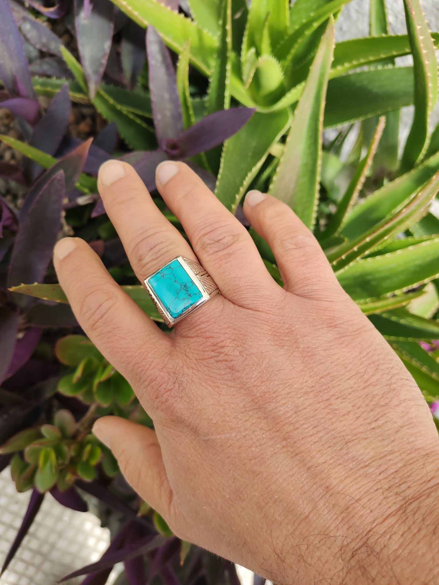 Men's ring 925 silver TURQUOISE U11