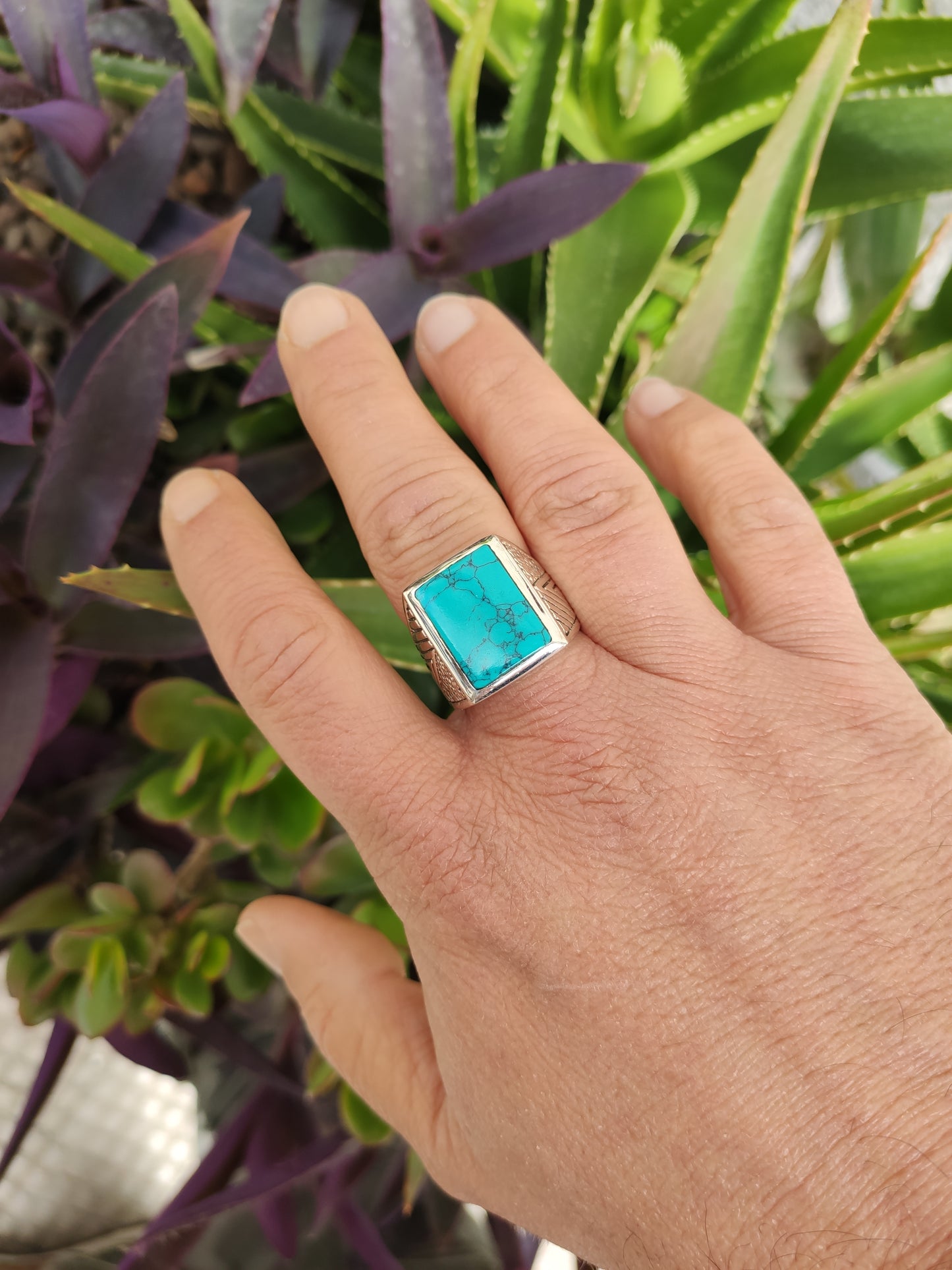 Men's ring 925 silver TURQUOISE U11