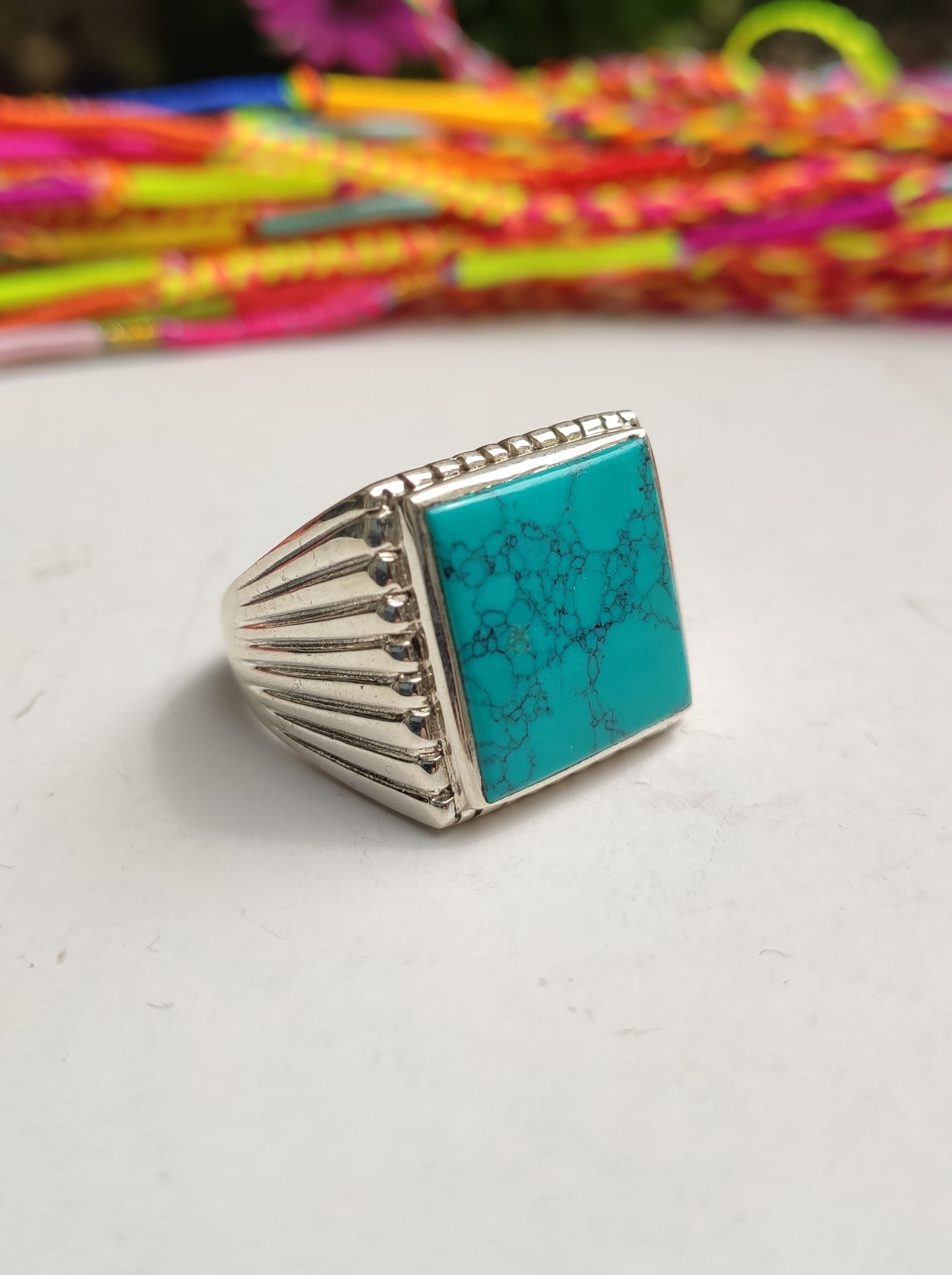 Men's ring 925 silver TURQUOISE U11