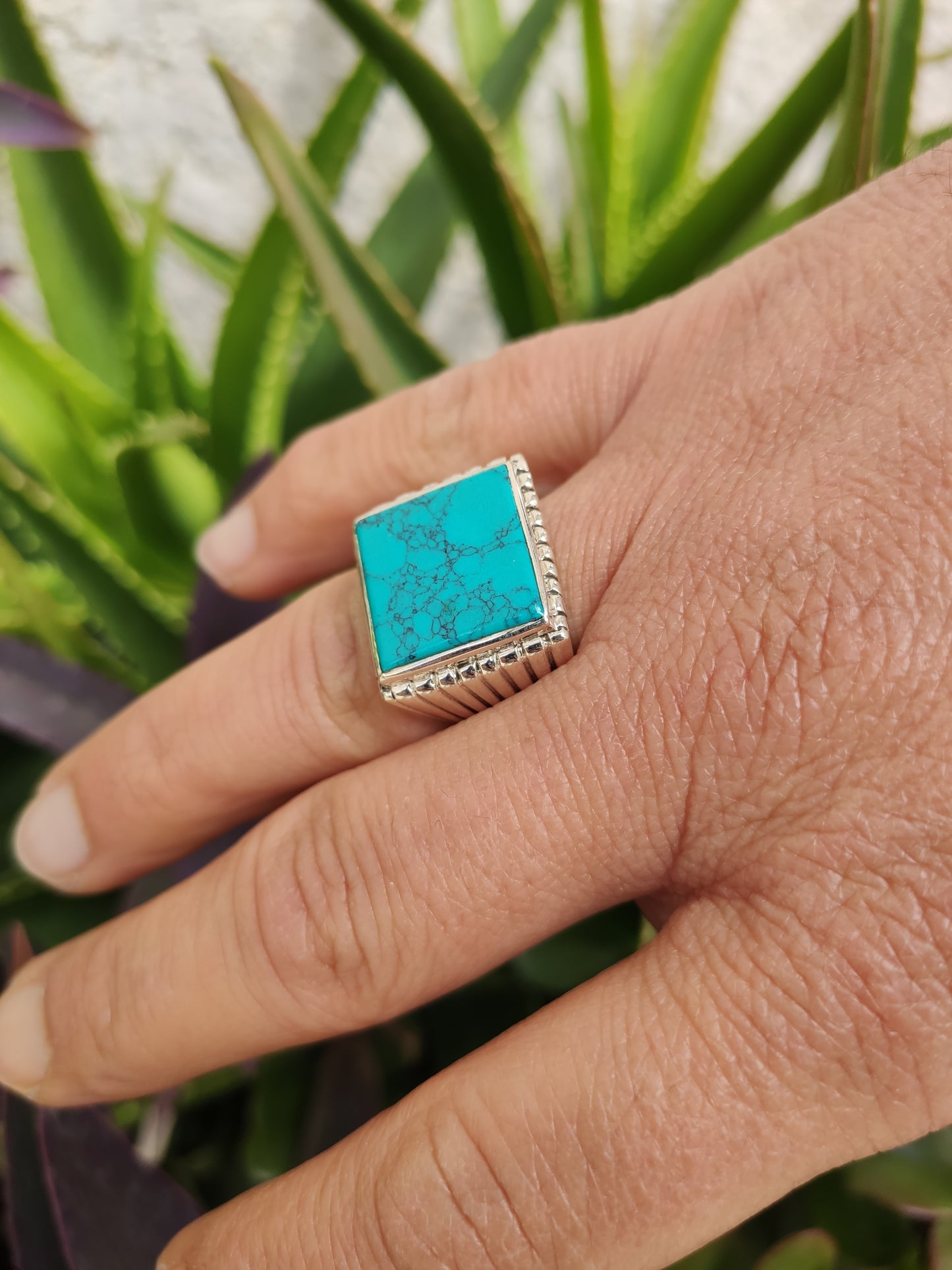 Men's ring 925 silver TURQUOISE U11