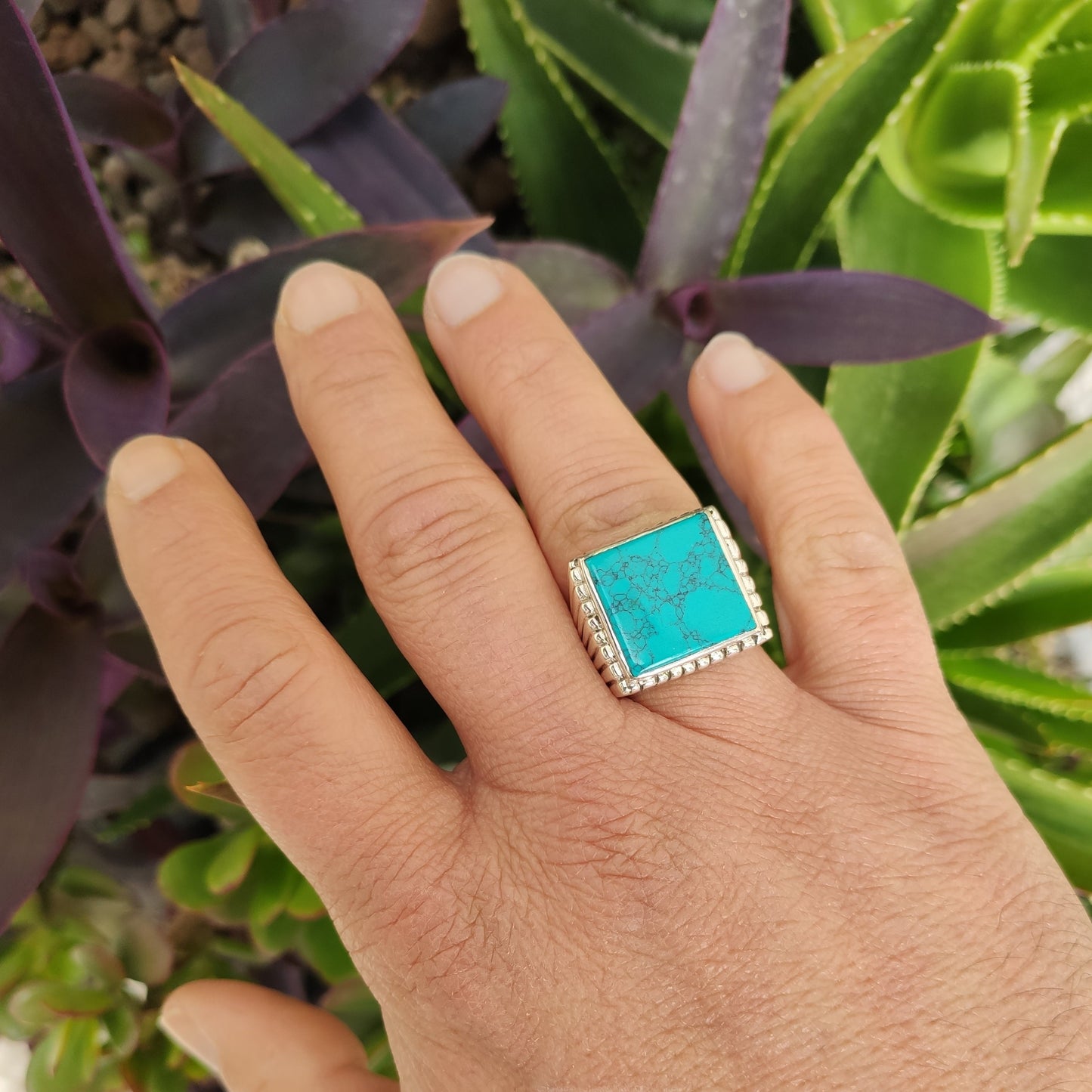 Men's ring 925 silver TURQUOISE U11