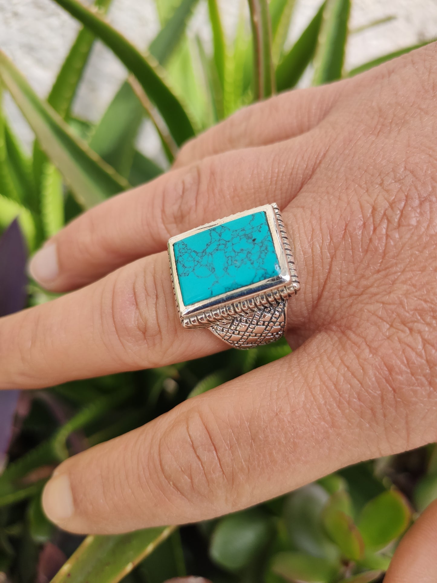 Men's ring 925 silver TURQUOISE U11