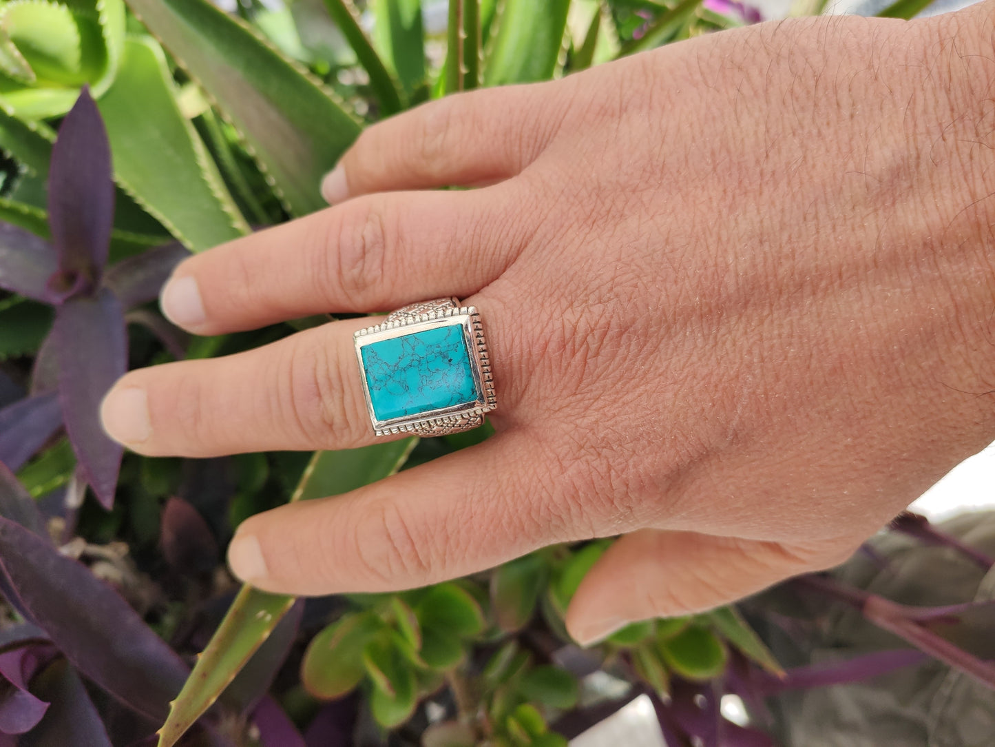 Men's ring 925 silver TURQUOISE U11