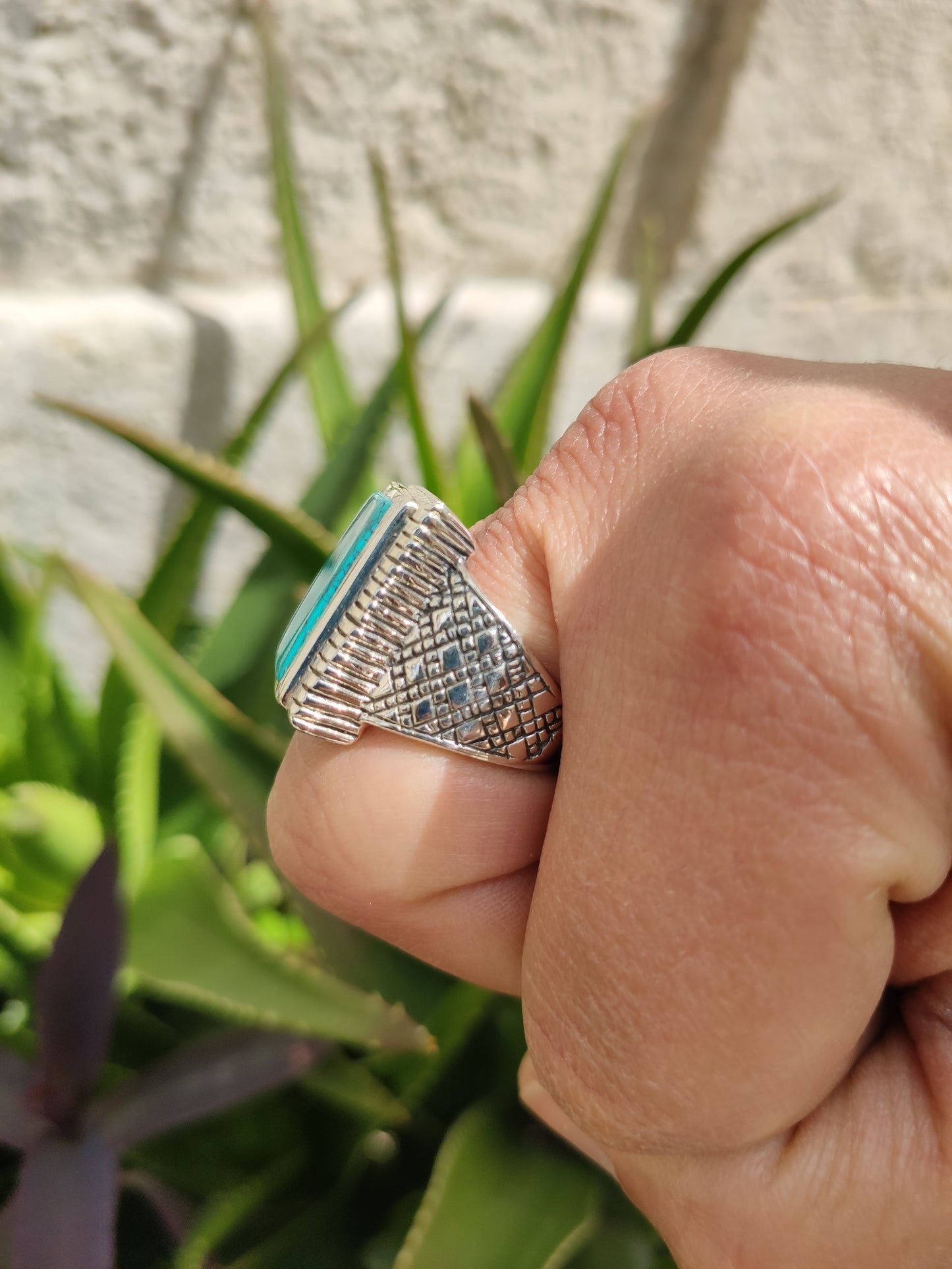 Men's ring 925 silver TURQUOISE U11