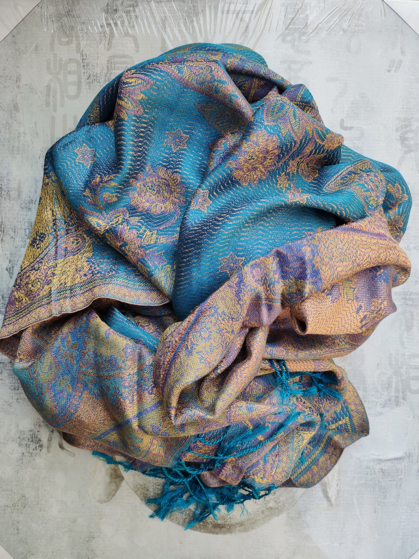 Pashmina Foulard Scarf Silk 100% India 195X75 60 cm