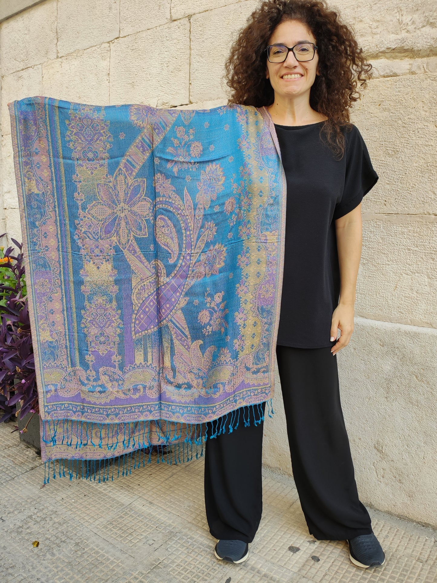 Pashmina Foulard Scarf Silk 100% India 195X75 60 cm