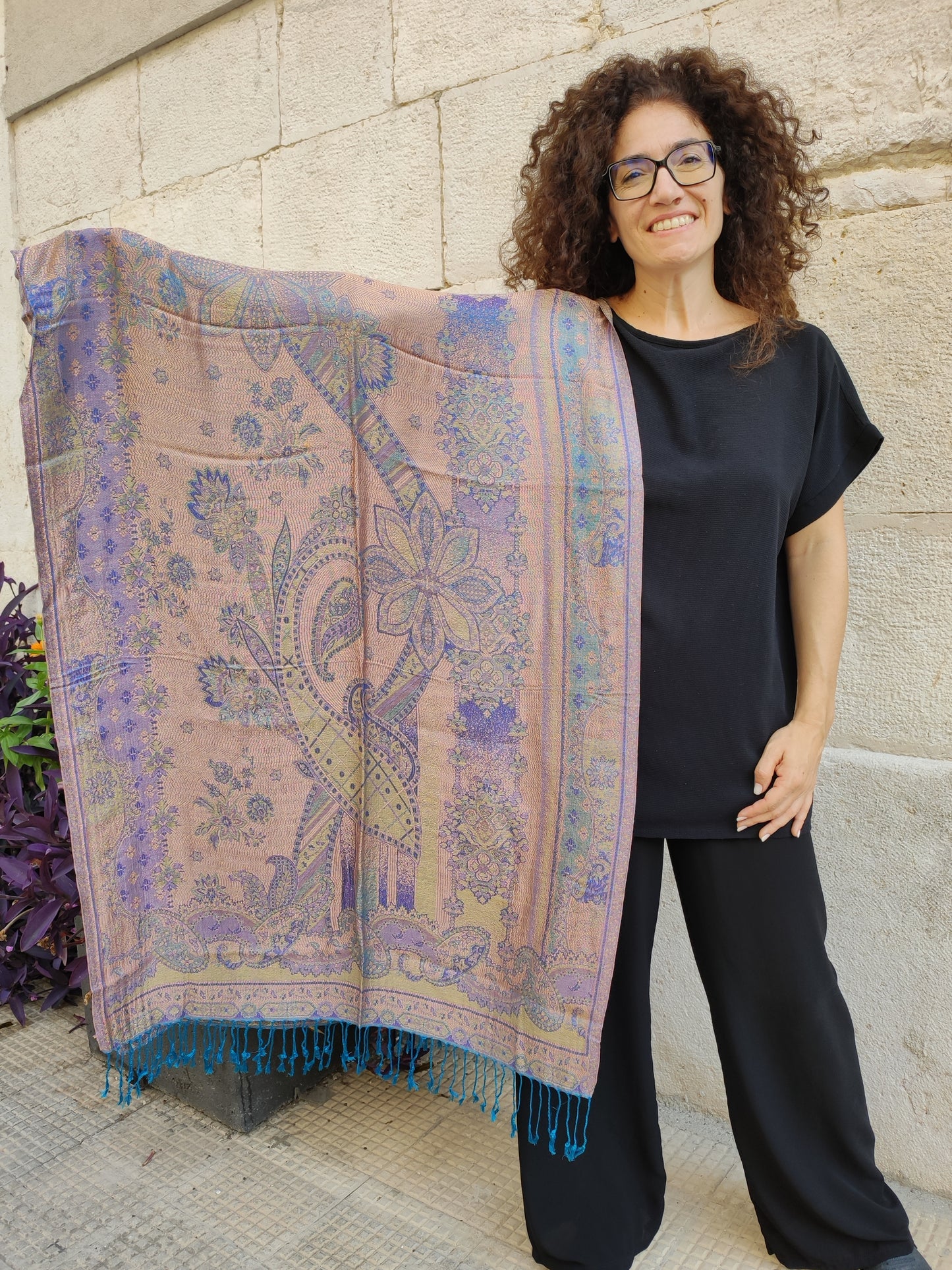 Pashmina Foulard Scarf Silk 100% India 195X75 60 cm