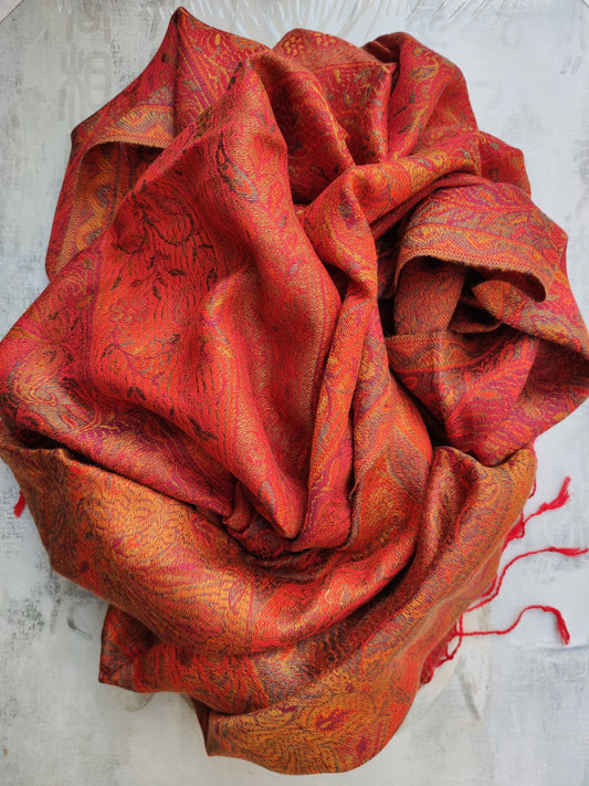 Pashmina Foulard Scarf Silk 100% India 195X75 60 cm