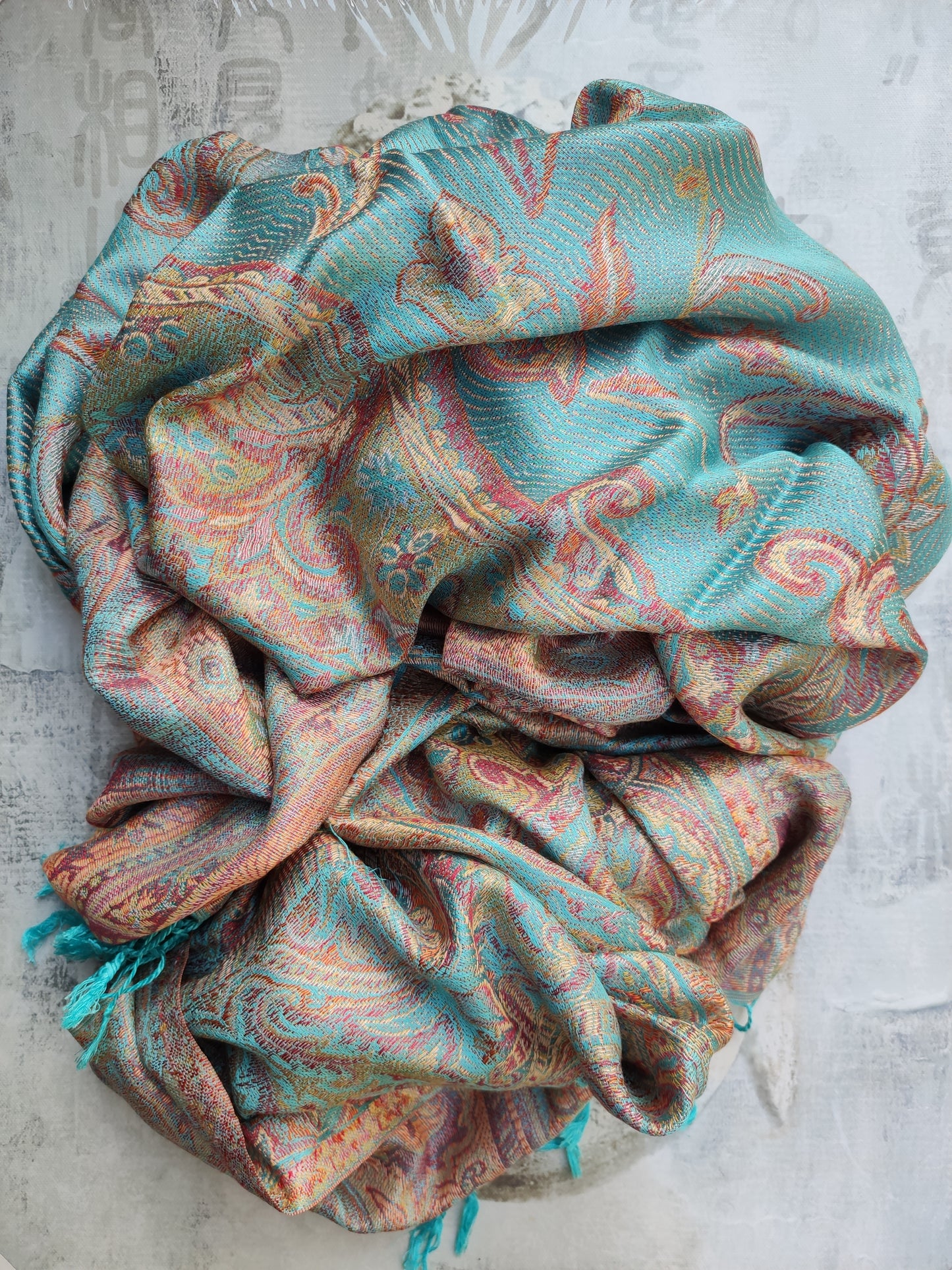 Pashmina Foulard Scarf Silk 100% India 195X75 60 cm