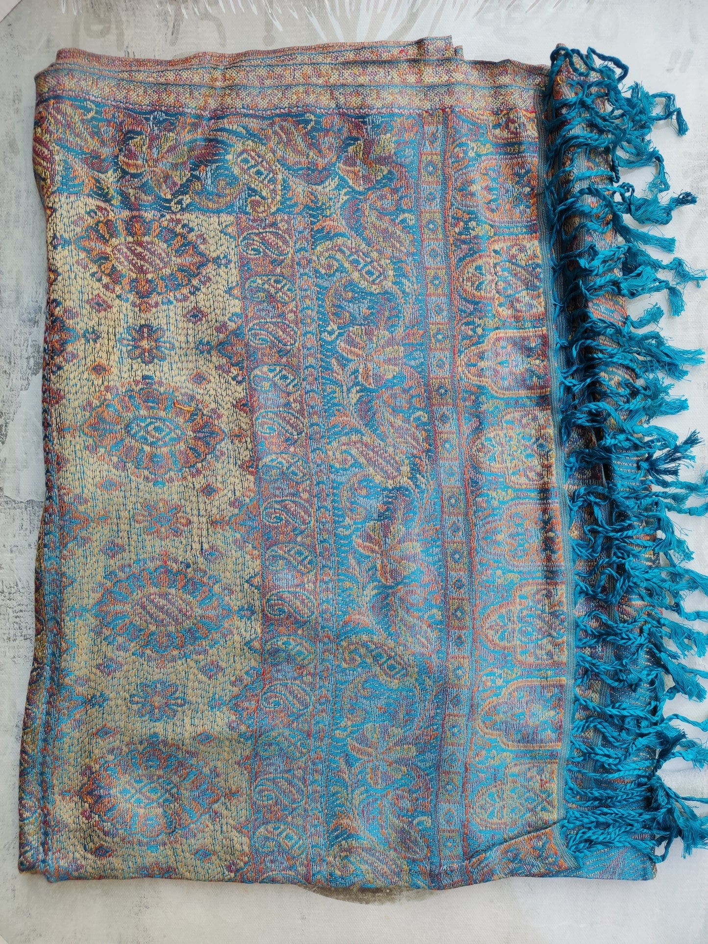 Pashmina Foulard Scarf Silk 100% India 195X75 60 cm