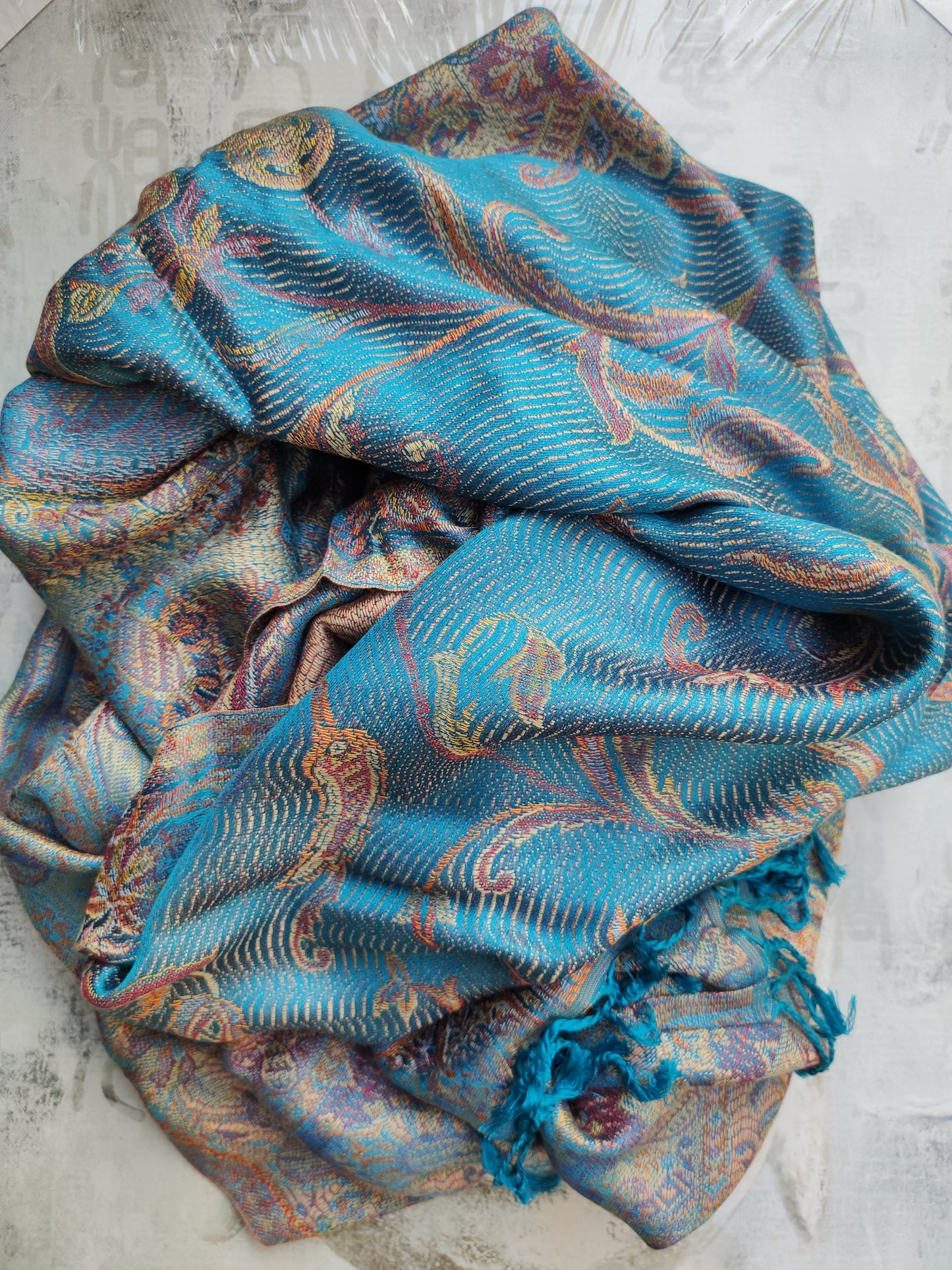 Pashmina Foulard Scarf Silk 100% India 195X75 60 cm