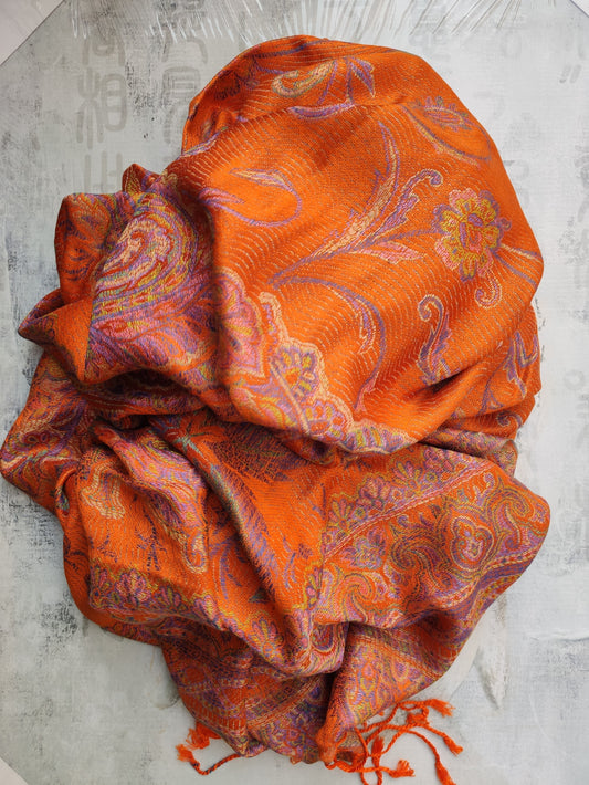 Pashmina Foulard Scarf Silk 100% India 195X75 60 cm