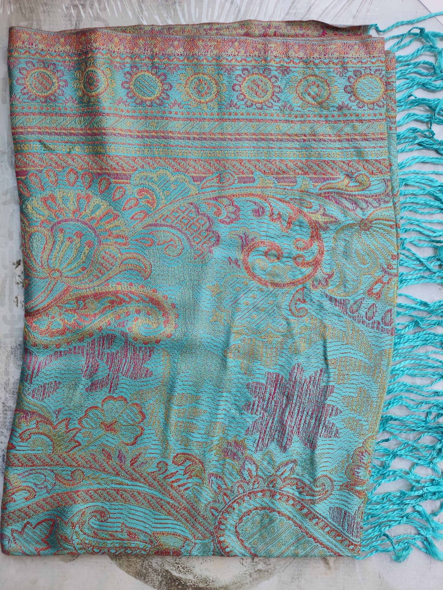 Pashmina Foulard Scarf Silk 100% India 195X75 60 cm